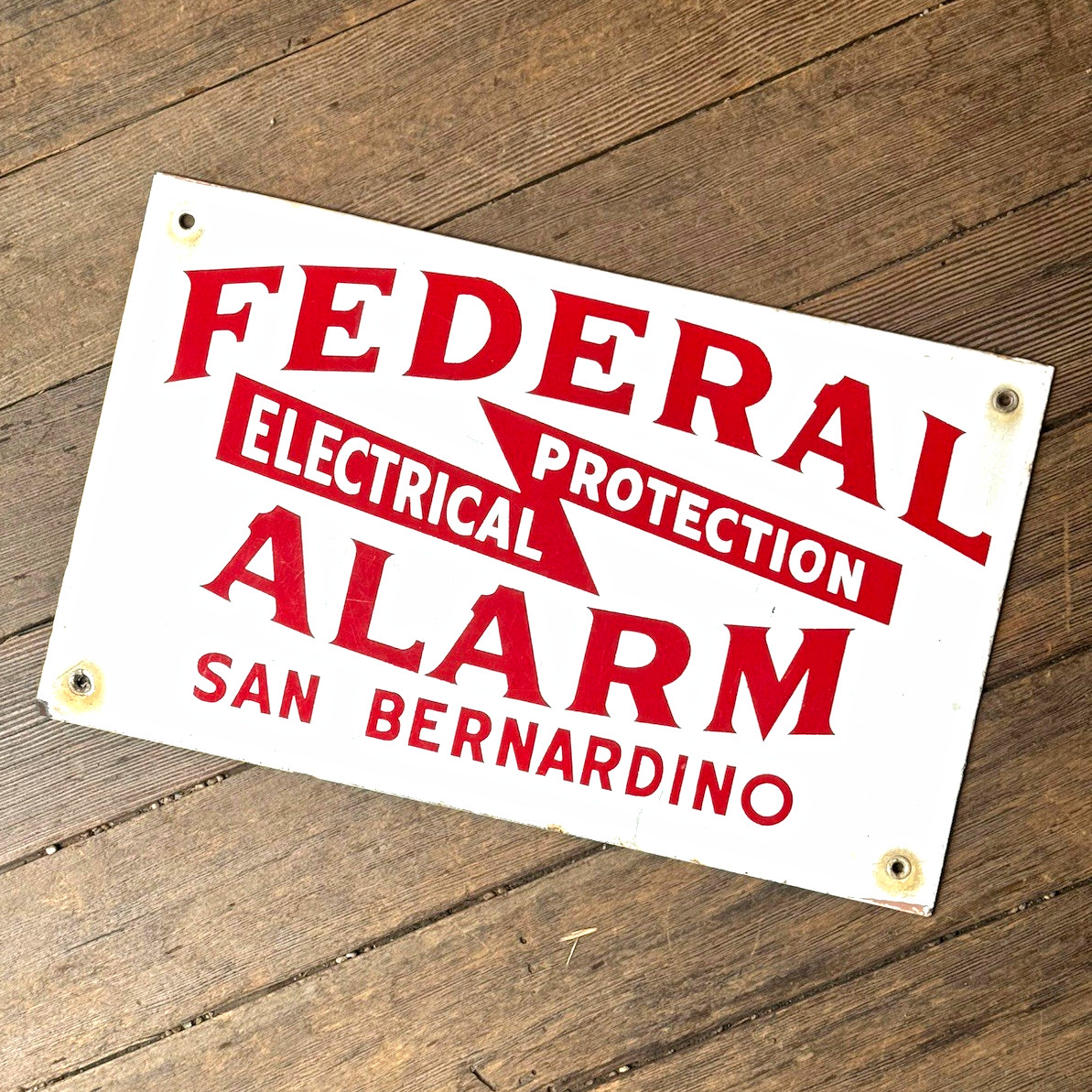 Vintage Federal Alarm Electrical Protection Porcelain Sign San Bernardino Vintage Federal Alarm Electrical Protection Porcelain Sign San Bernardino