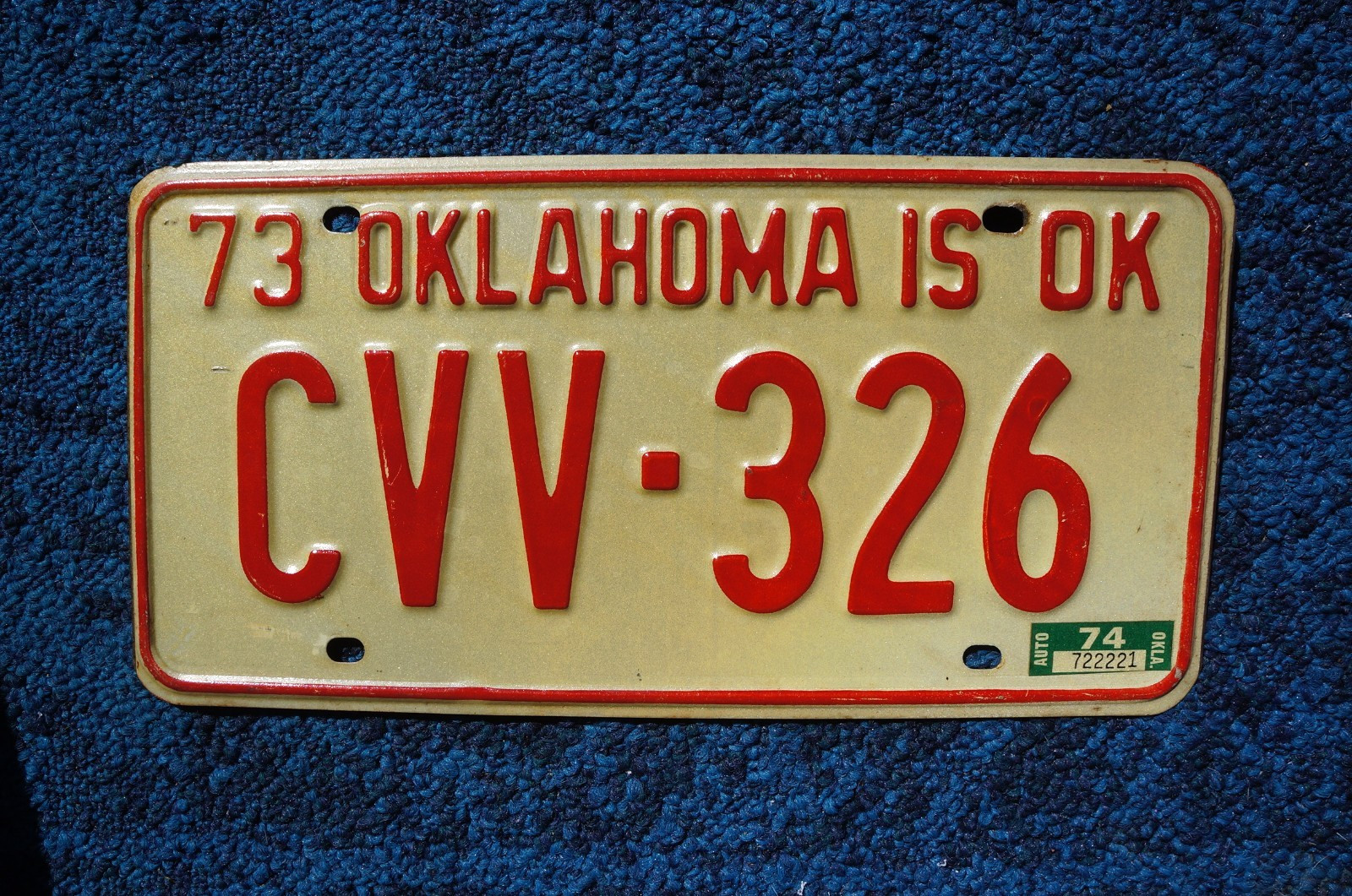 1973 1974 OKLAHOMA License Plate - Nice Quality