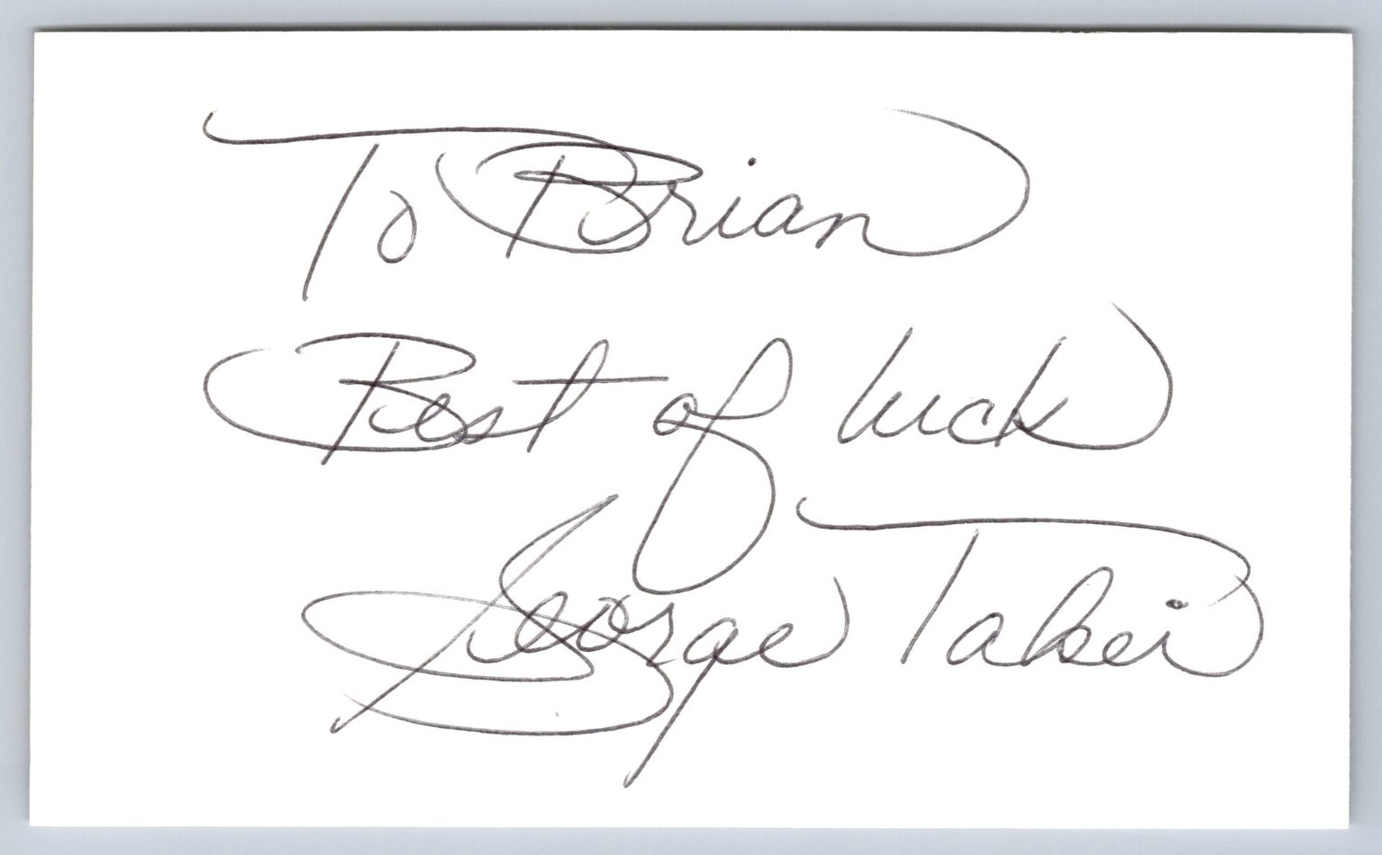 George Takei Autograph Signed Card Personalized To Brian Star Trek Actor