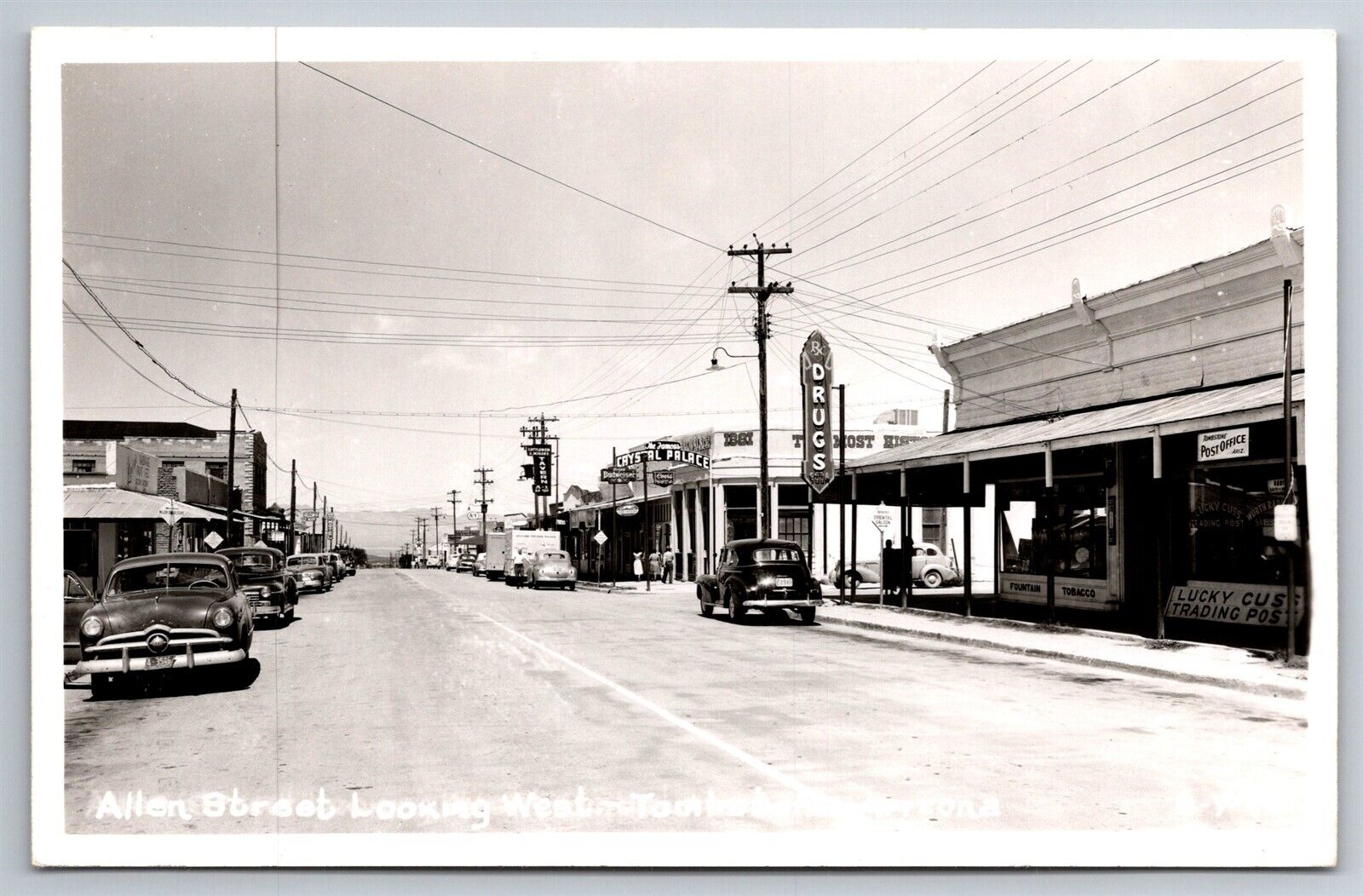 RPPC Allen Street Looking West Crystal Palace Tombstone AZ 1950s Postcard R17
