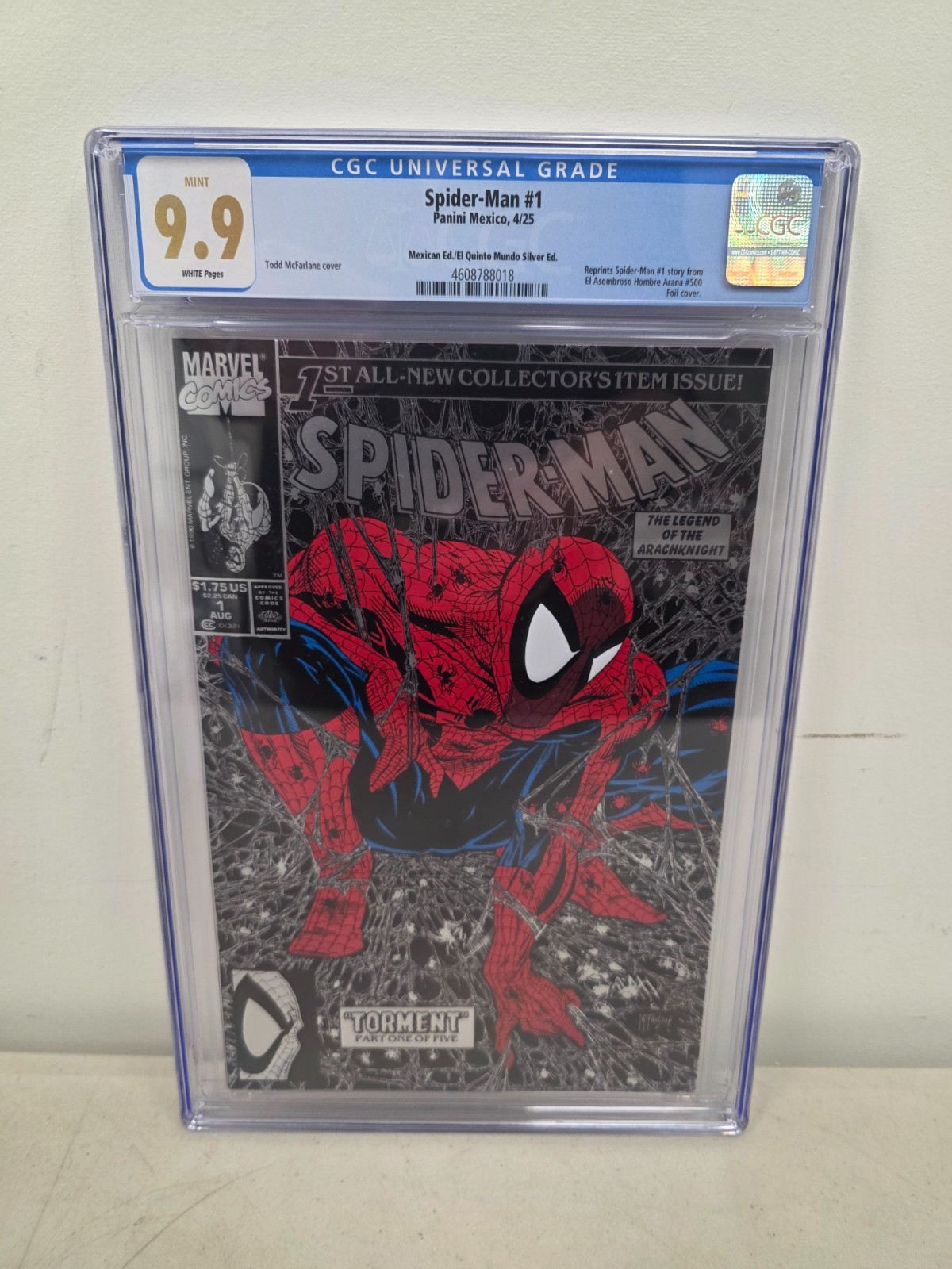 Spider-Man #1 1990 Silver CGC 9.9 -McFarlane  SUPER RARE/LOW POP PANINI MEXICO