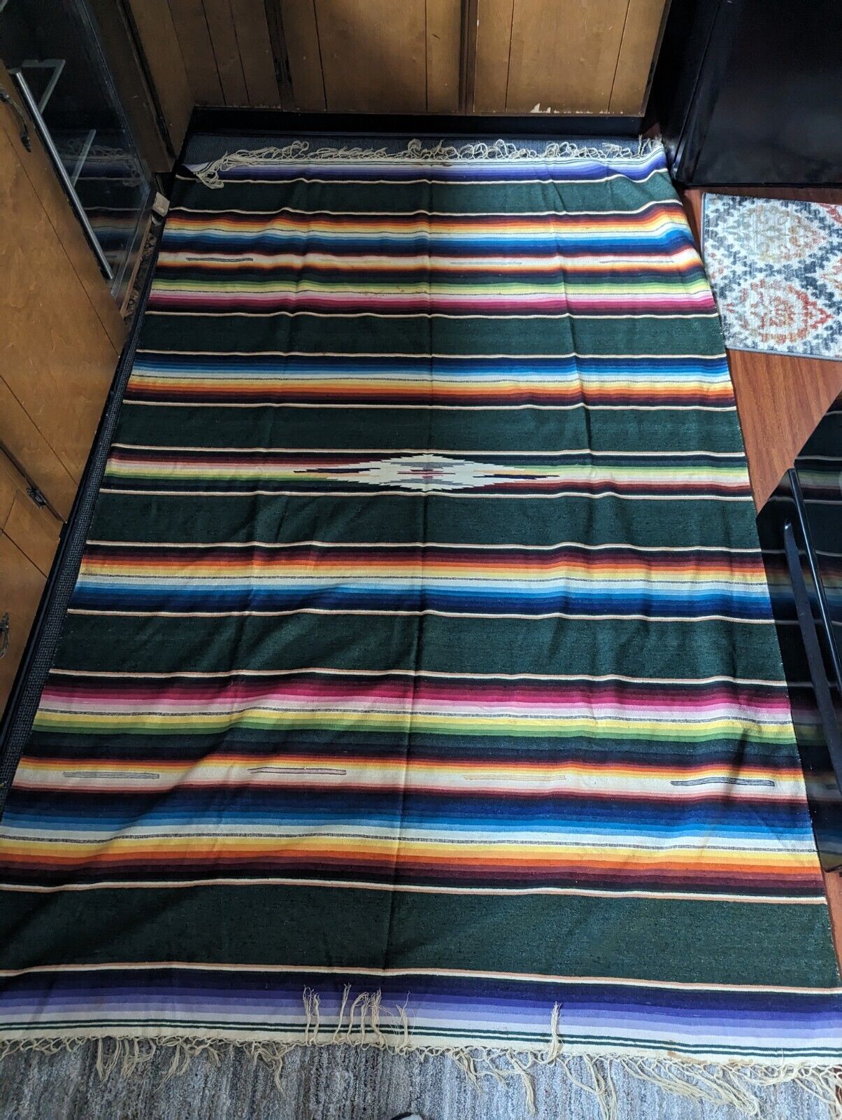 1920s Vintage Mexican Saltillo Serape Blanket Rainbow LARGE (93\