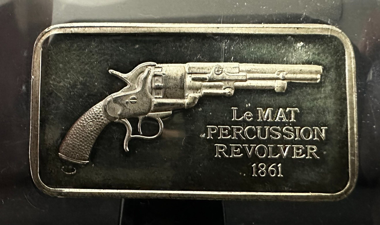 Le Mat 1861 Grape Shot Percussion Revolver .925 1oz Silver American Hall of Fame Le Mat 1861 Grape Shot Percussion Revolver .925 1oz Silver American Hall of Fame