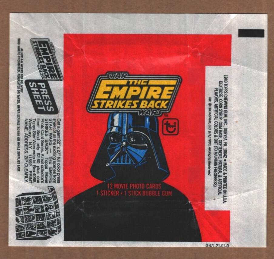 EMPIRE STRIKES BACK 1980 Series 1 Topps Wrapper PRESS SHEET AD STAR WARS EMPIRE STRIKES BACK 1980 Series 1 Topps Wrapper PRESS SHEET AD STAR WARS