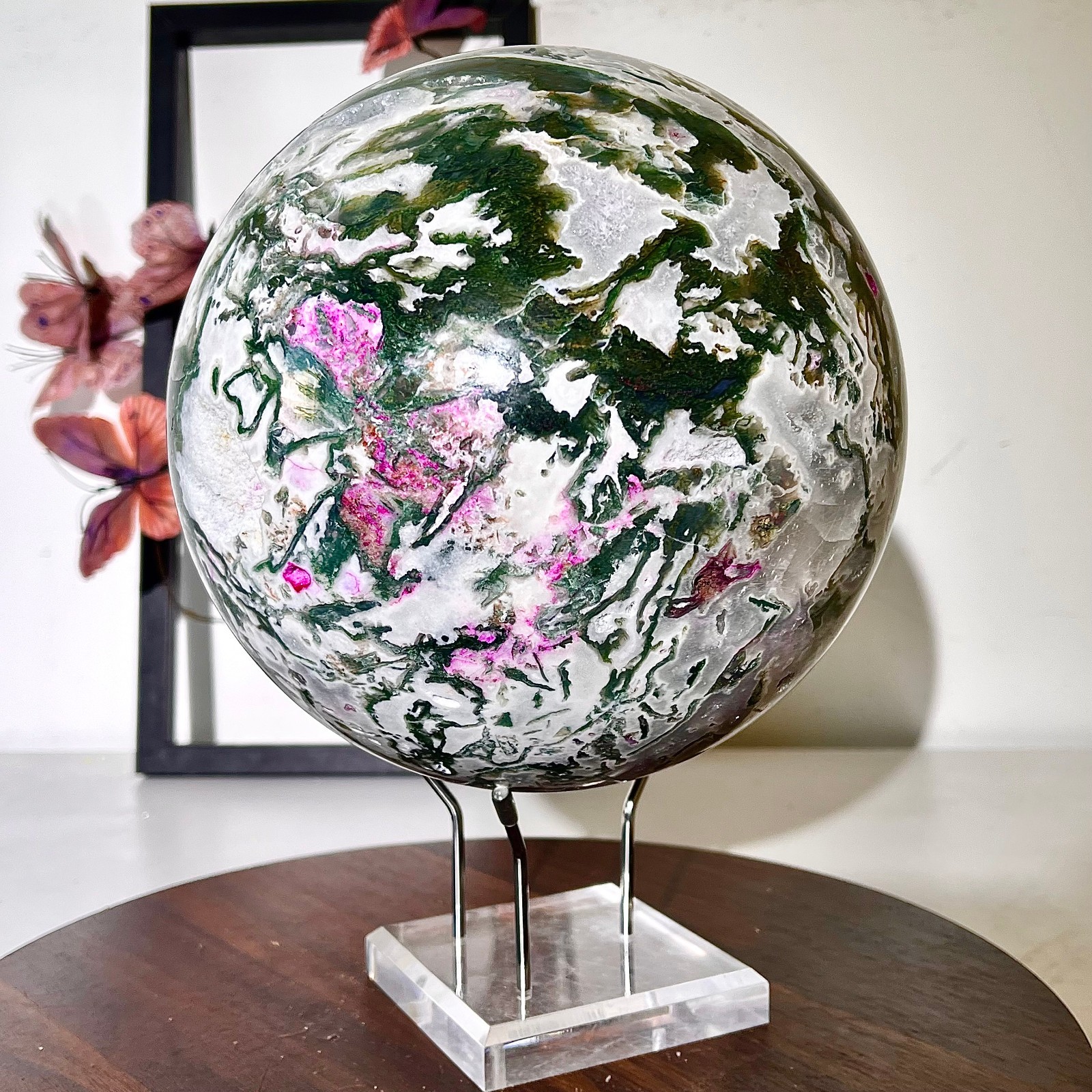 18.38lb Rare Aquatic Plants Agate Crystal Sphere water grass Moss agate Ball