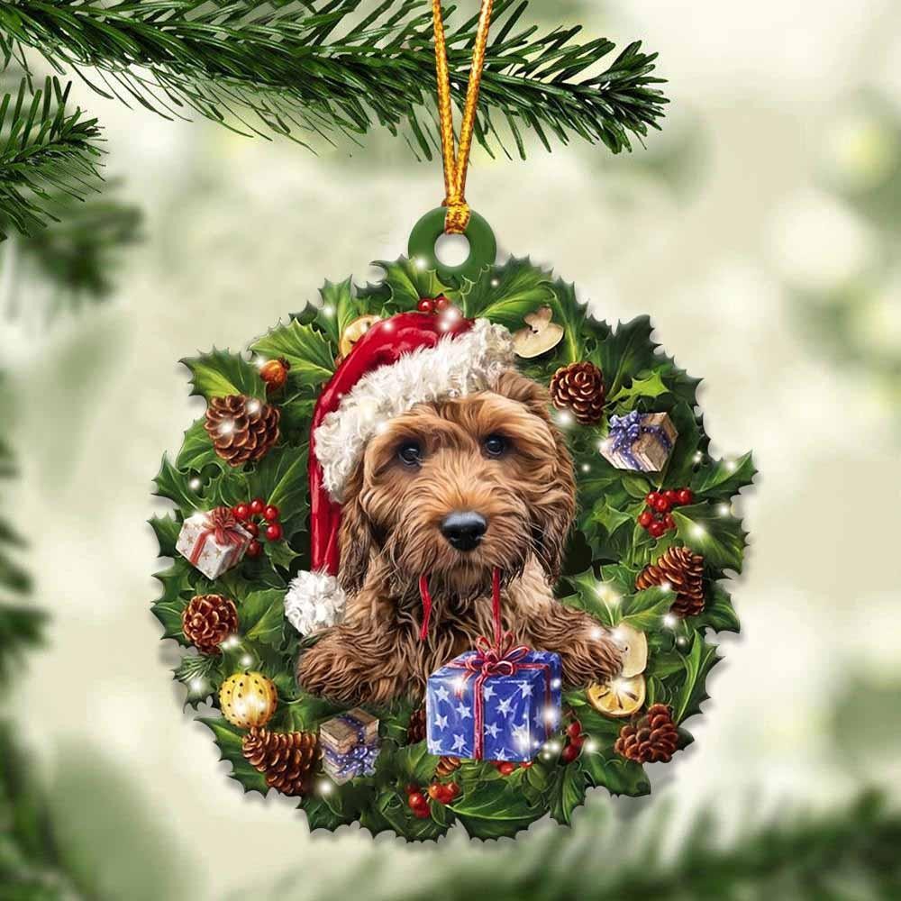 Cockapoo With Santa Hat Christmas Dog Ornaments Best Xmas Gifts