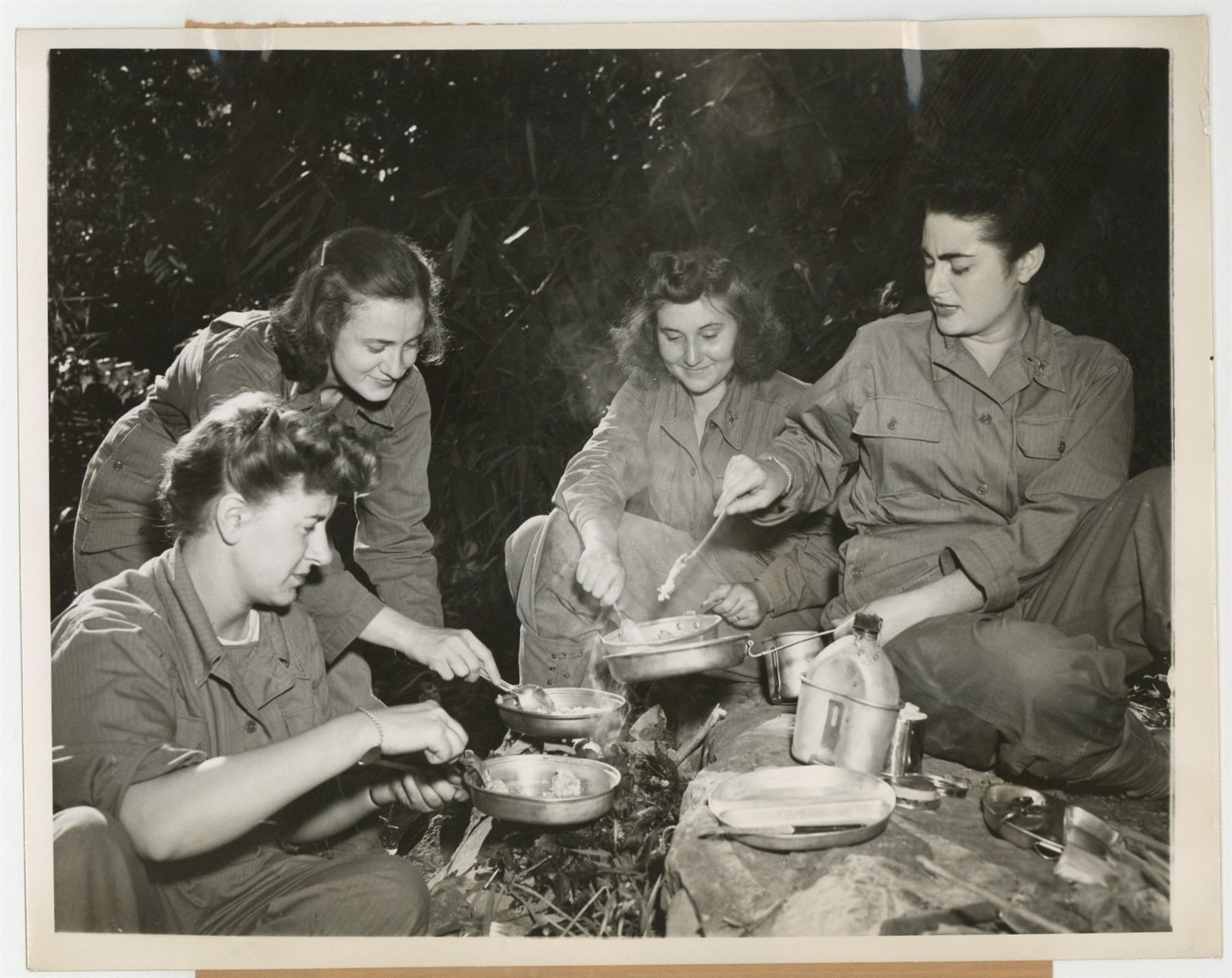 US Army Nurse WAC Jungle Life 1944 WWII Woman In War w/Snipe Photo J15111