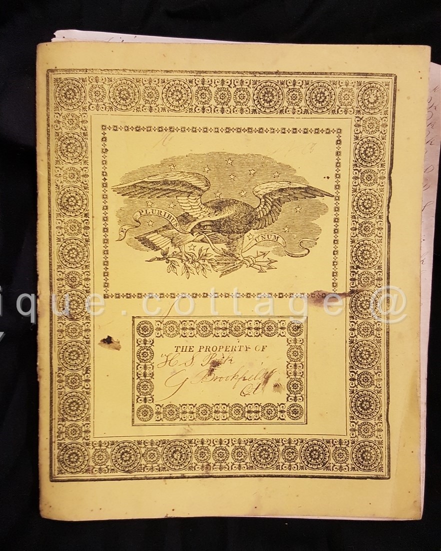 1848 antique PENMANSHIP brookfield ct HENRY S. PECK calligraphy SCHOOL COPYBOOK