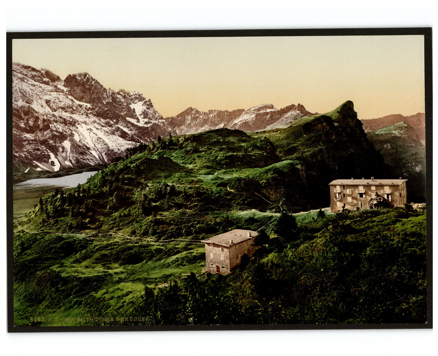 Switzerland, Unterwalden, Hotel mit Trübsee vintage photochrome photochrome, vintage