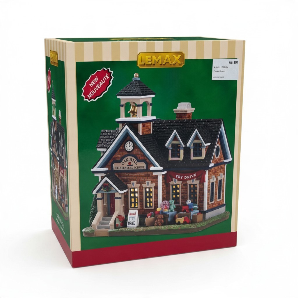 Lemax Oak Hill School Christmas Village Building Toy Drive #85343 Boxed