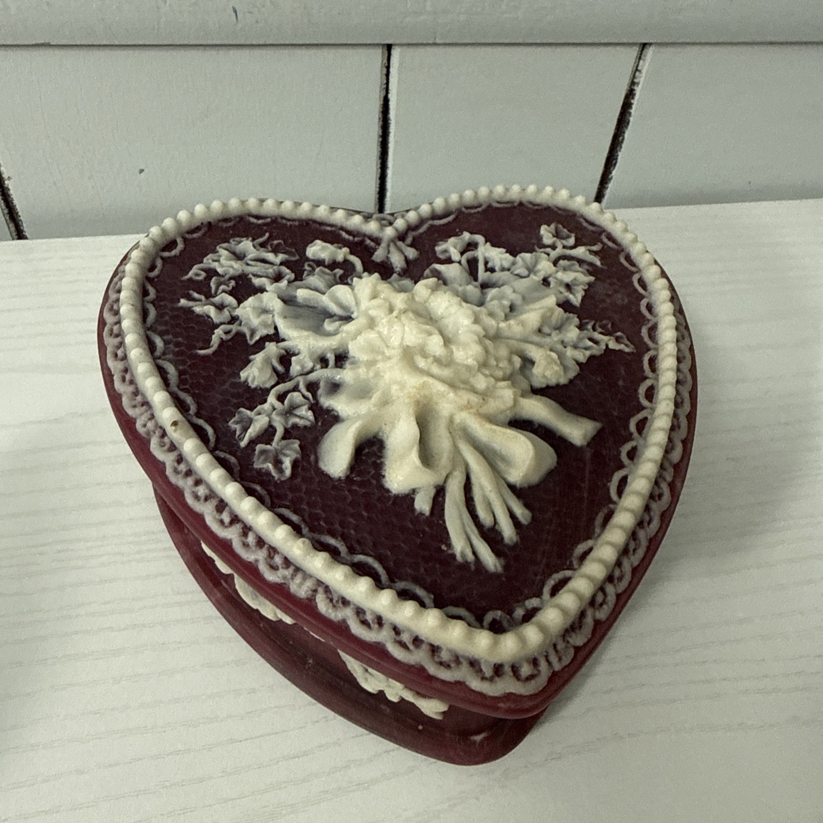 VTG Genuine Incolay Stone Flower Heart Shape Jewelry Music Box “Wish Upon A Star VTG Genuine Incolay Stone Flower Heart Shape Jewelry Music Box “Wish Upon A Star
