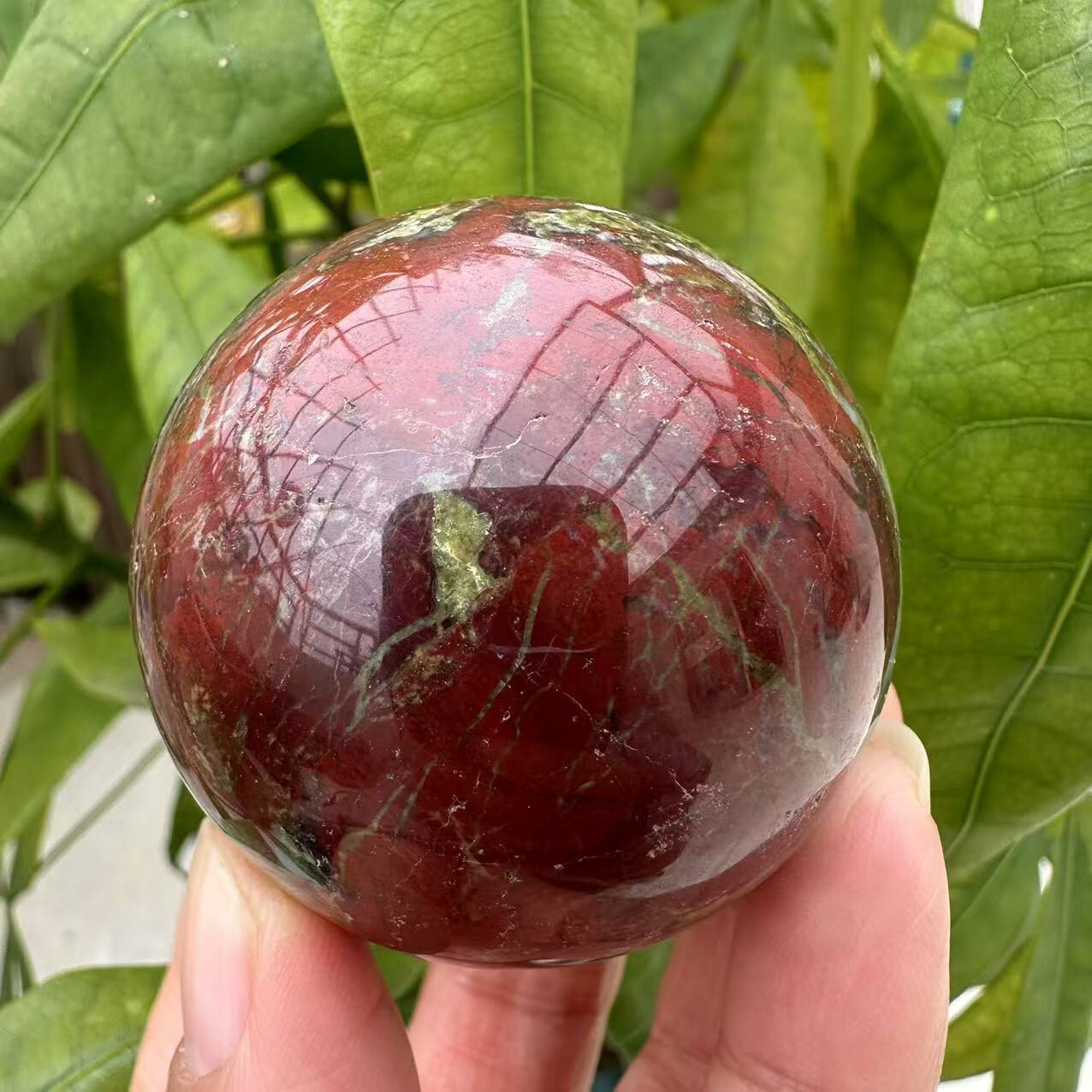 50mm natural Dragon blood stone sphere quartz crystal ball healing decor