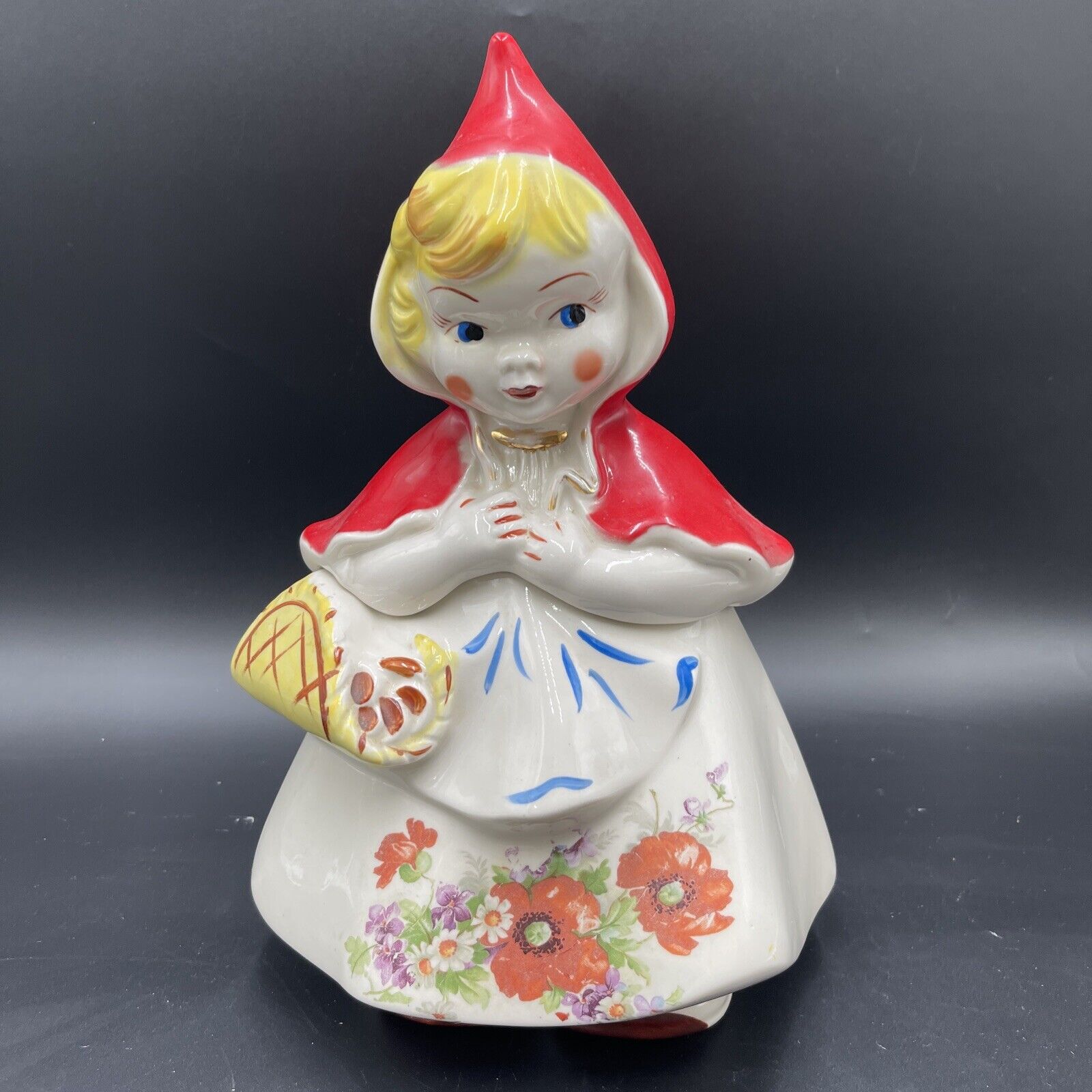 Vintage 1940s Hull-Ware Little Red Riding Hood Cookie Jar #967 Transferware
