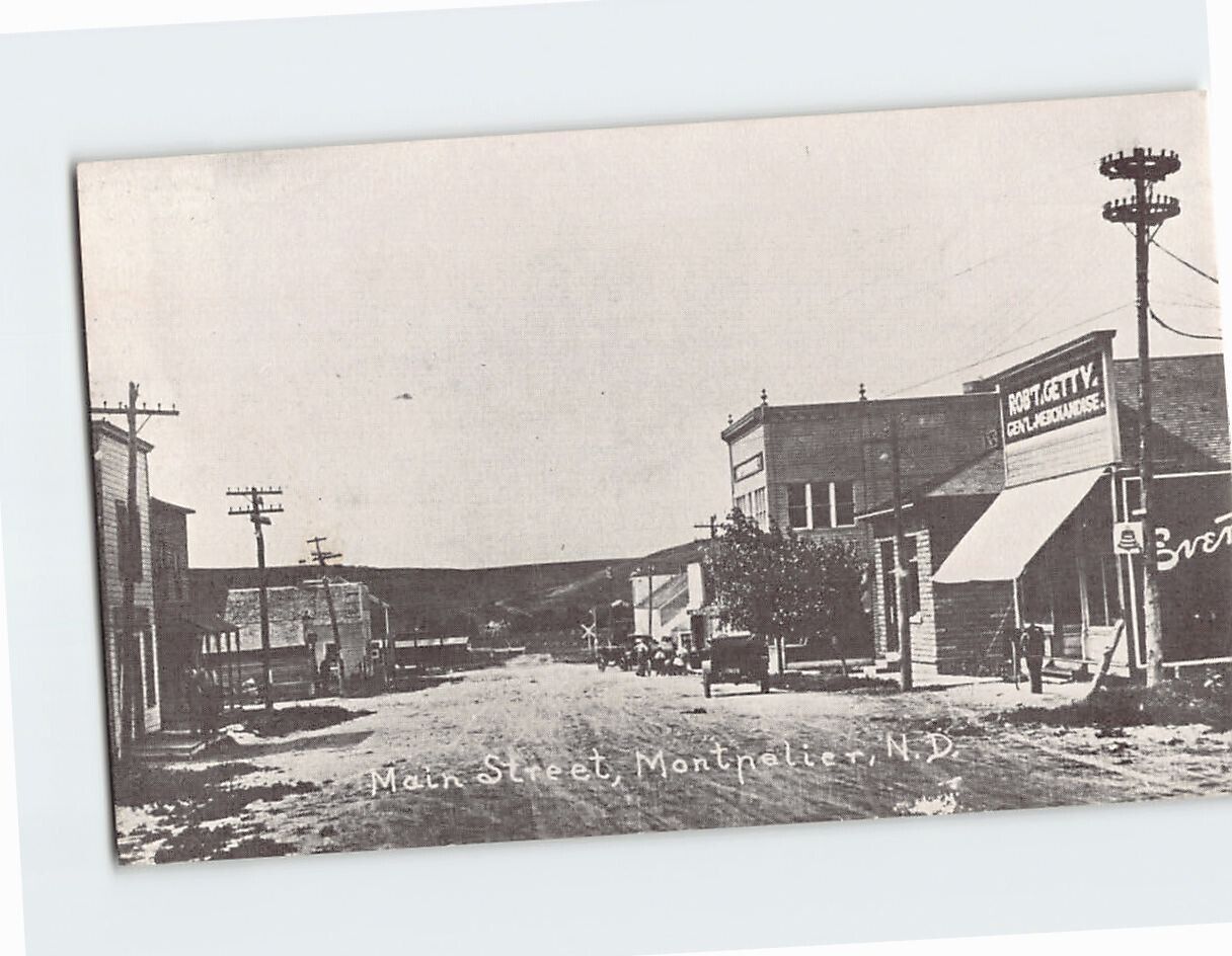 Postcard Main Street Looking West Montpelier North Dakota USA
