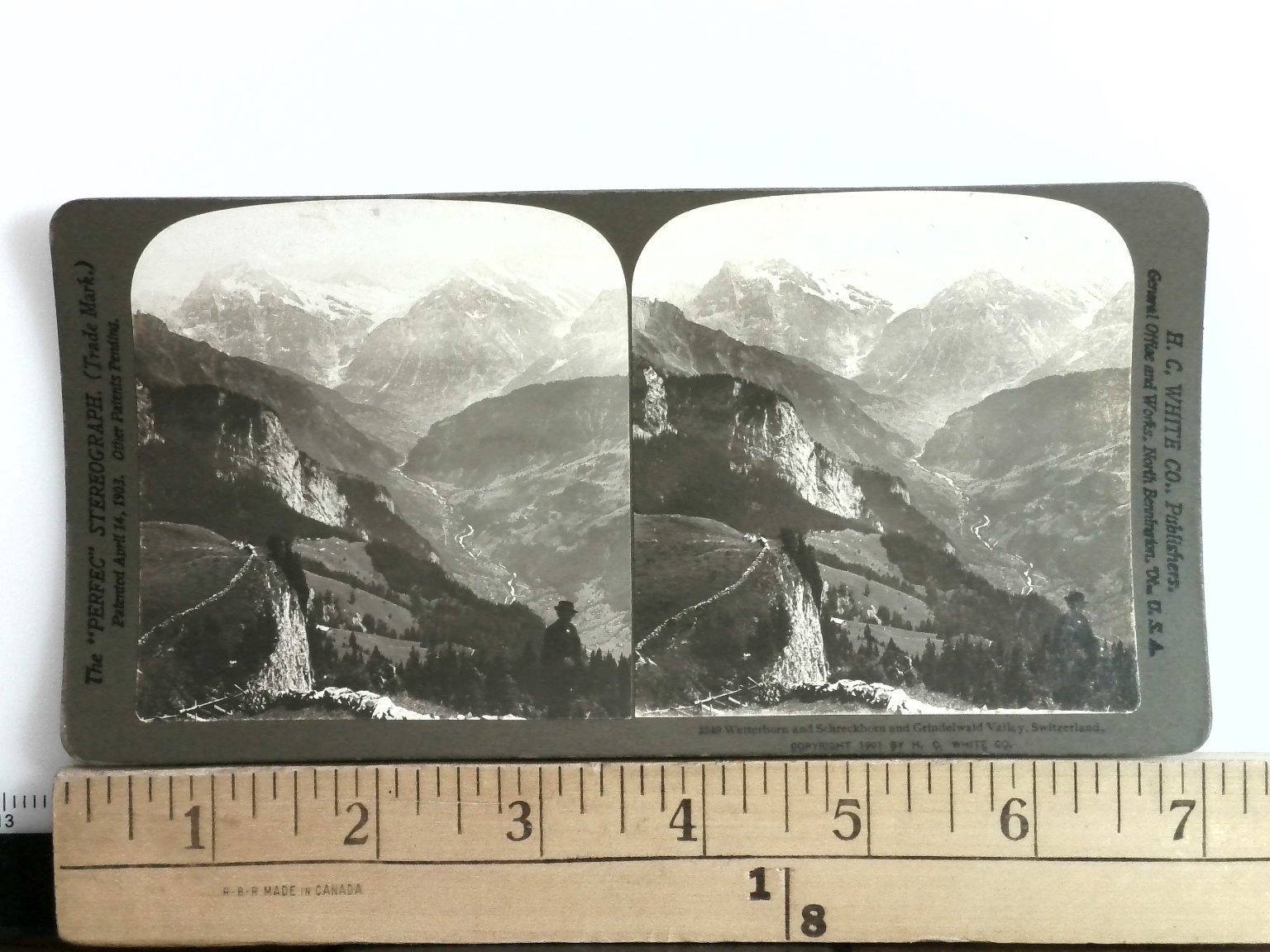 Wetterhorn Schreckhorn Grindelwald Valley Switzerland Stereoview B.C. White Co