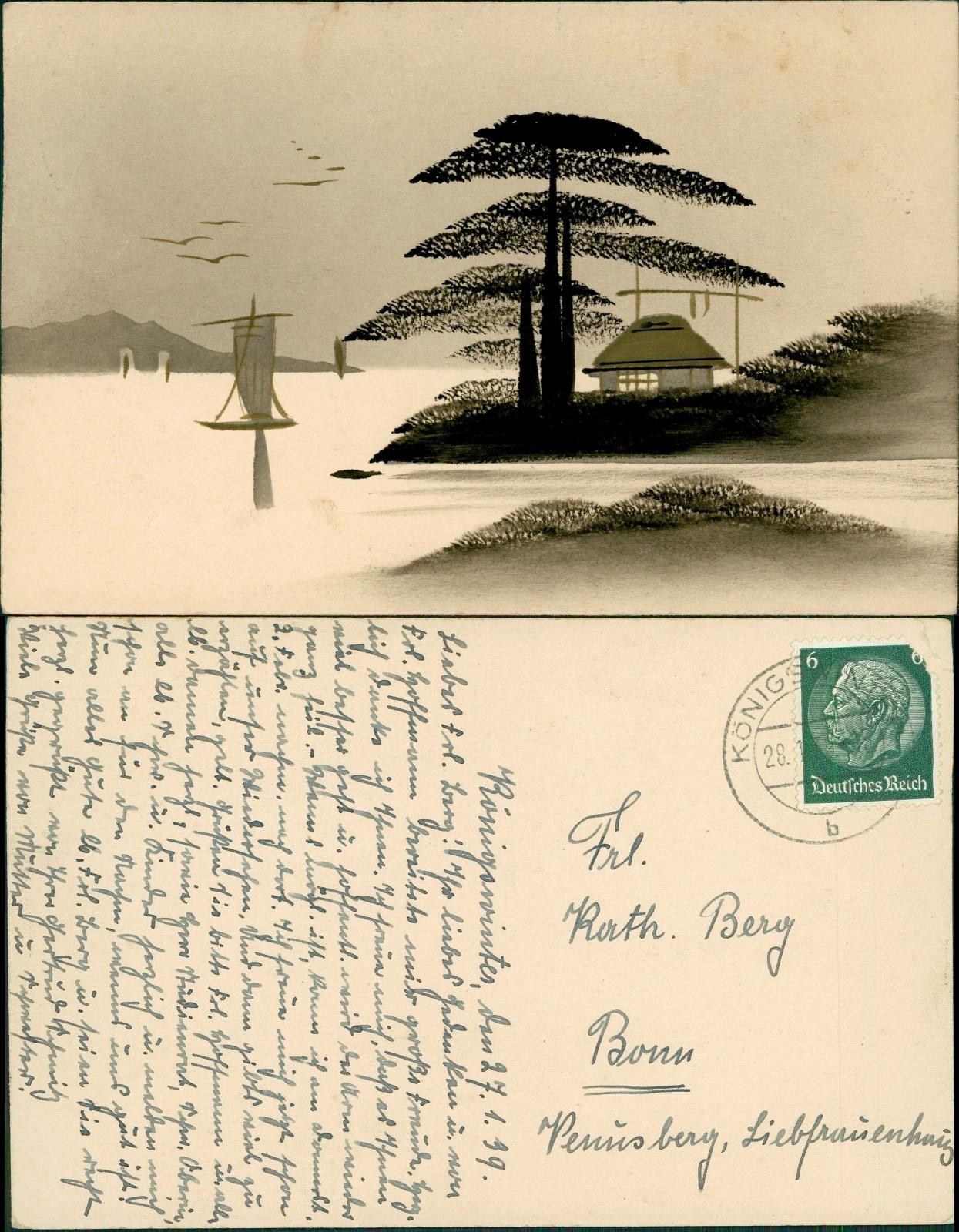 Japan Japan Nippon 日本 Artist Card Gold Landscape 1939 Gold Rim Japan Japan Nippon 日本 Artist Card Gold Landscape 1939 Gold Rim