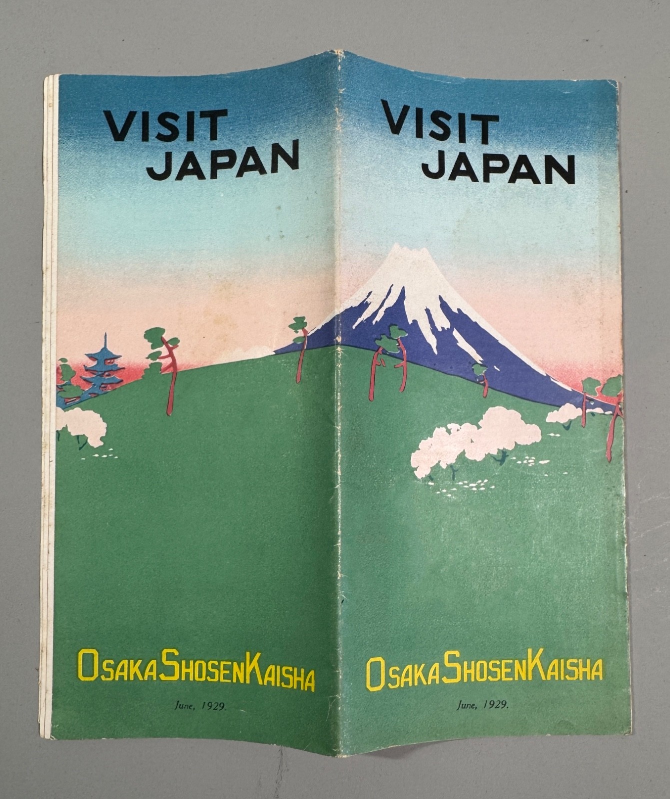 1929 Osaka Shosen Kaisha OSK Japan Cruise Brochure Map MS Santos Maru Mt Fuji