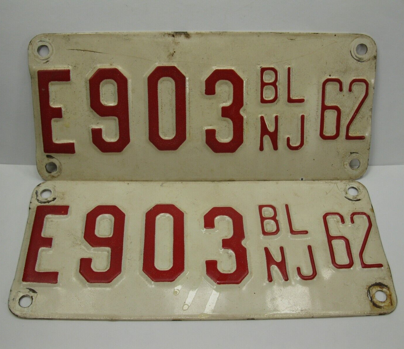 1962 New Jersey Boat License Plate BL NJ Set Pair