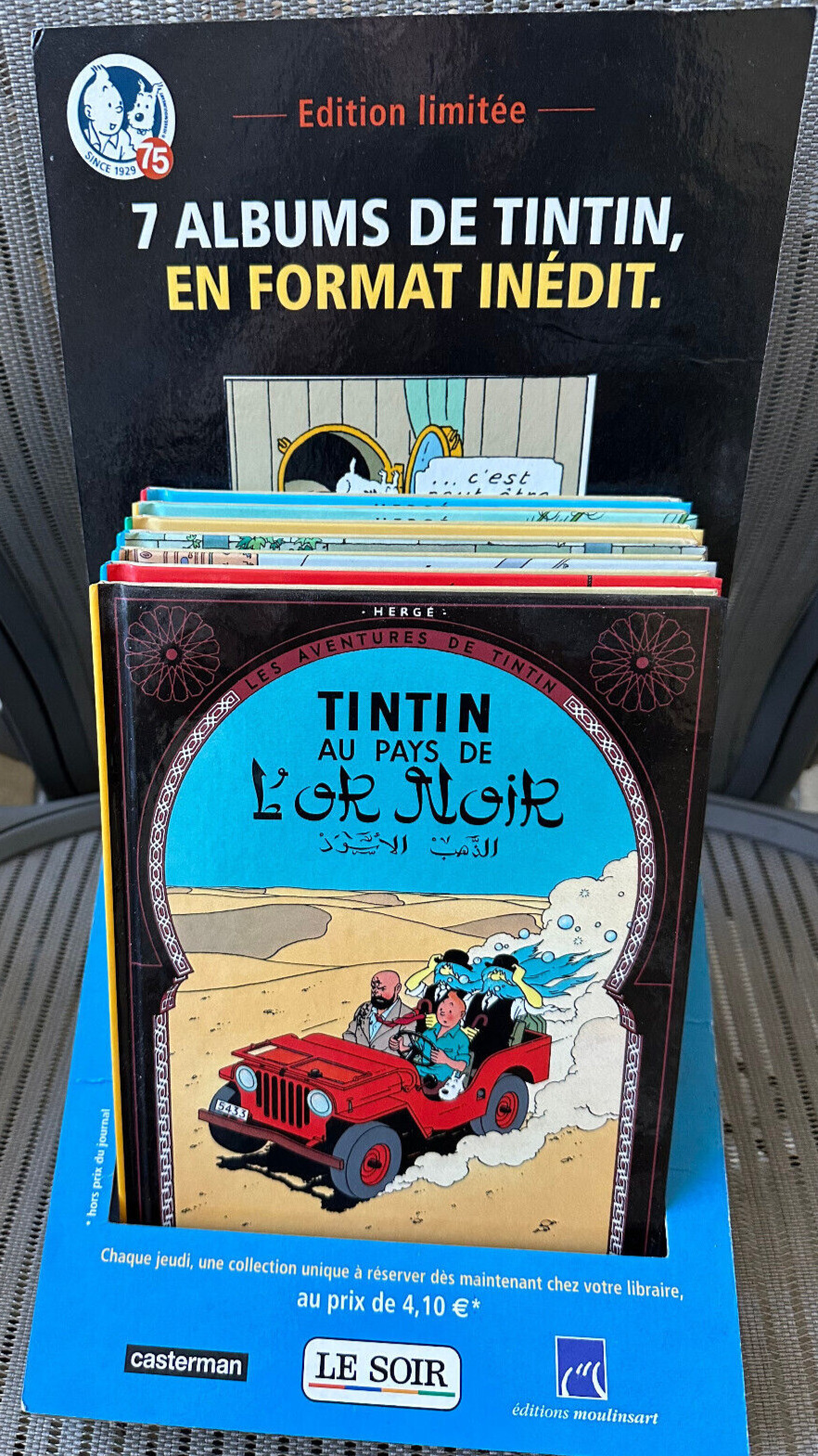 Hergé Tintin Au Pays de l'Or Noir 7 Albums de Tintin Le Soir EO new RARE