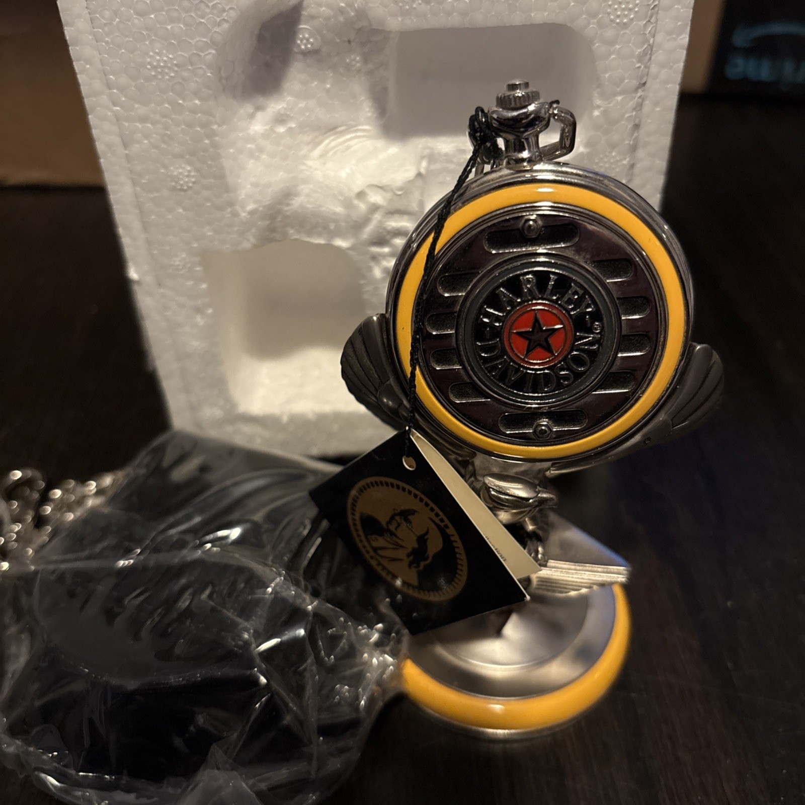 Franklin Mint Harley-Davidson Fat Boy Motorcycle Pocket Watch Pristine New