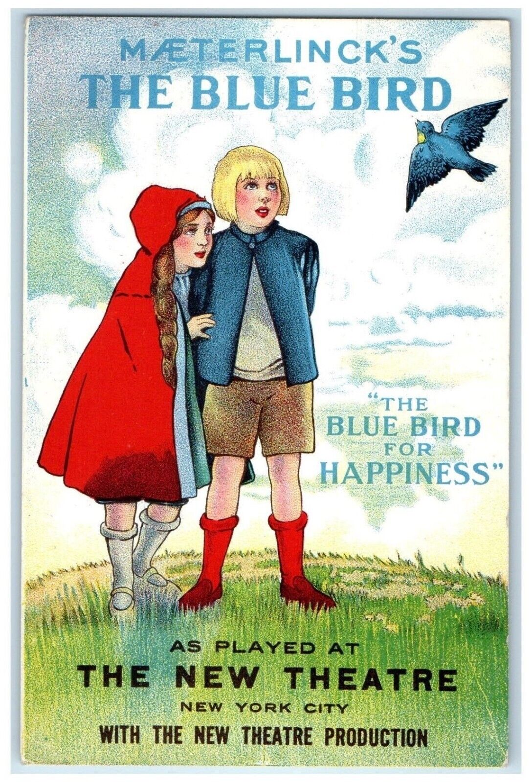 c1910\'s Children Maeterlinck\'s The Blue Bird Played New Theater NYC Postcard