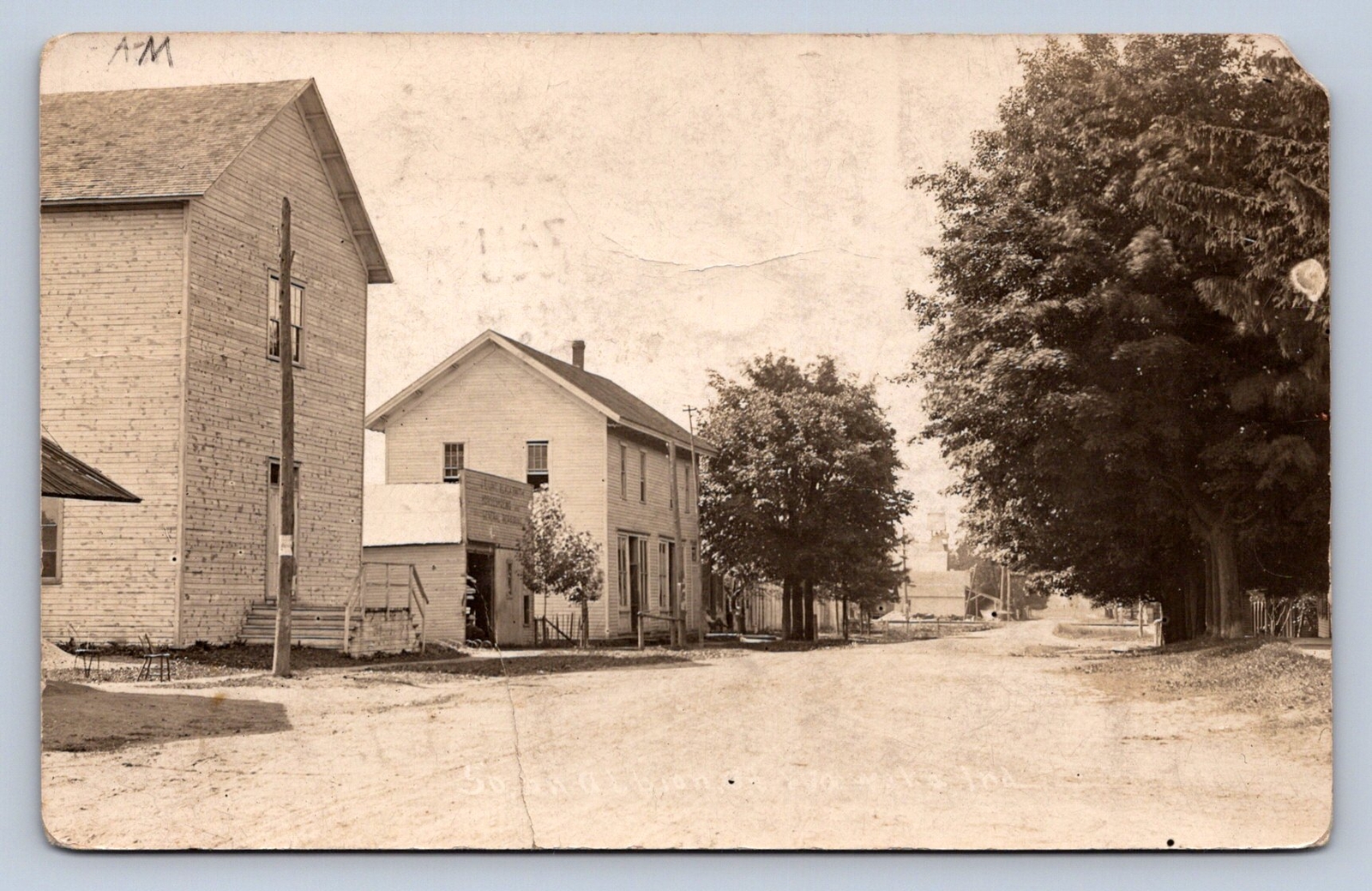 JH7/ Wawaka Indiana RPPC Postcard c1910 Albion Store Homes Main St 76