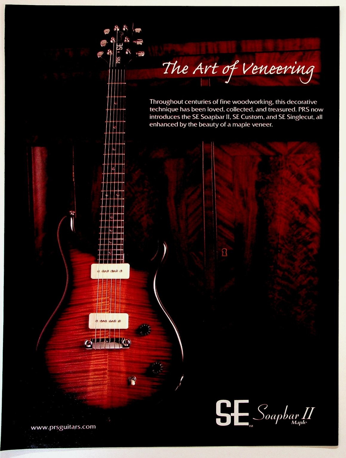 PRS SE Soapbar II Guitar Maple Veneer Print Ad The Art of Veneering Ephemera