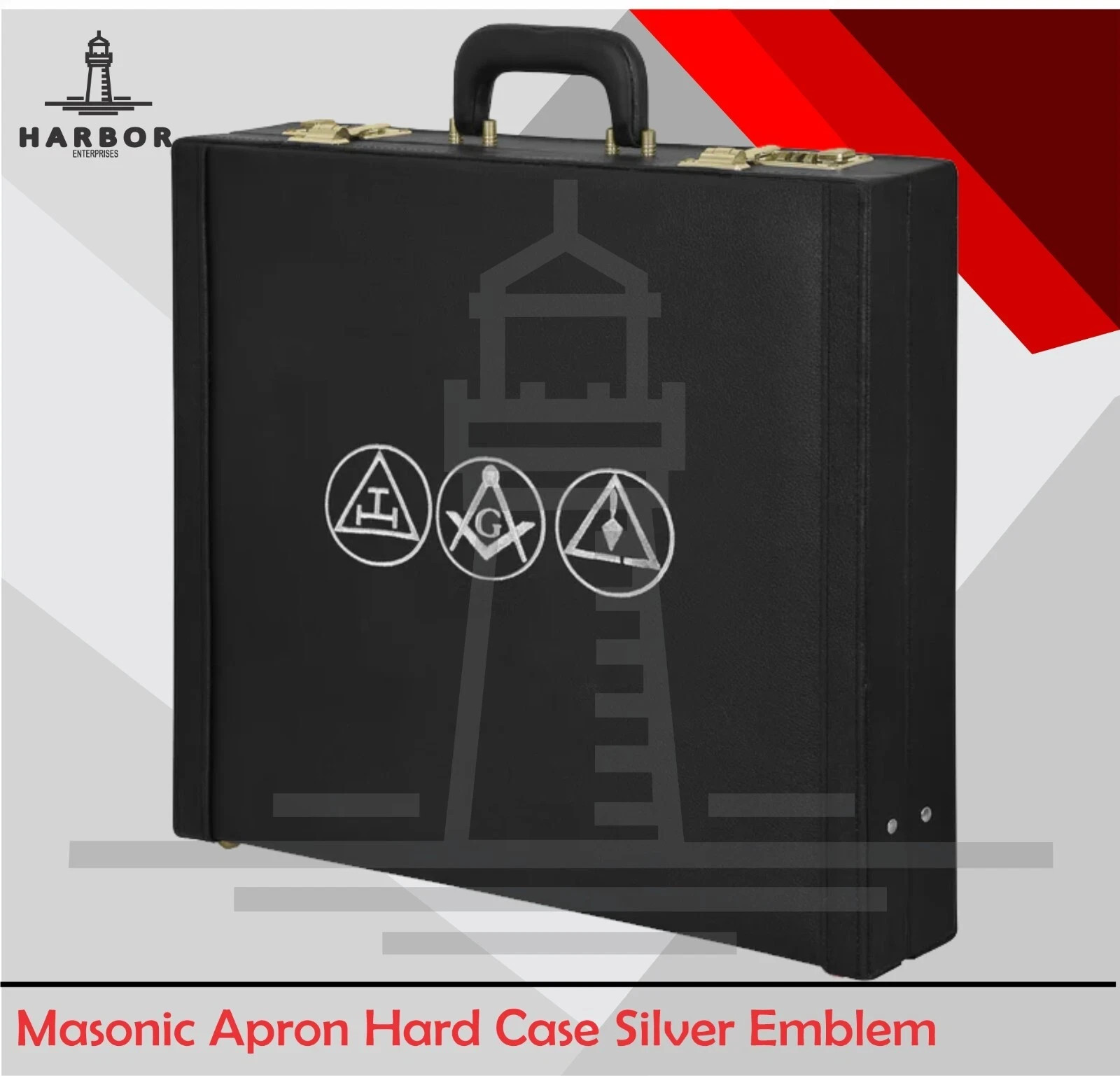 York Rite Apron Case-Silver Emblem Hand Embroidery Masonic Apron Case Provincial