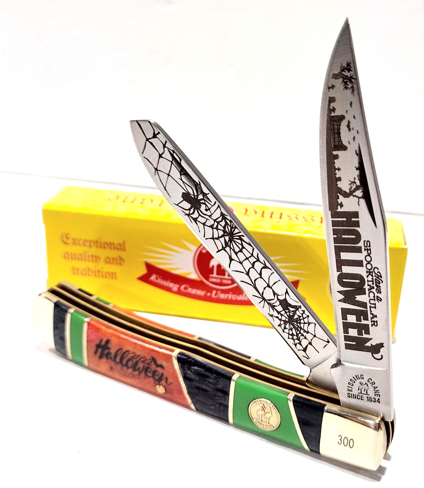Kissing Crane 2022 Limited Edition Halloween Bone 2 Blade Trapper Pocket Knife