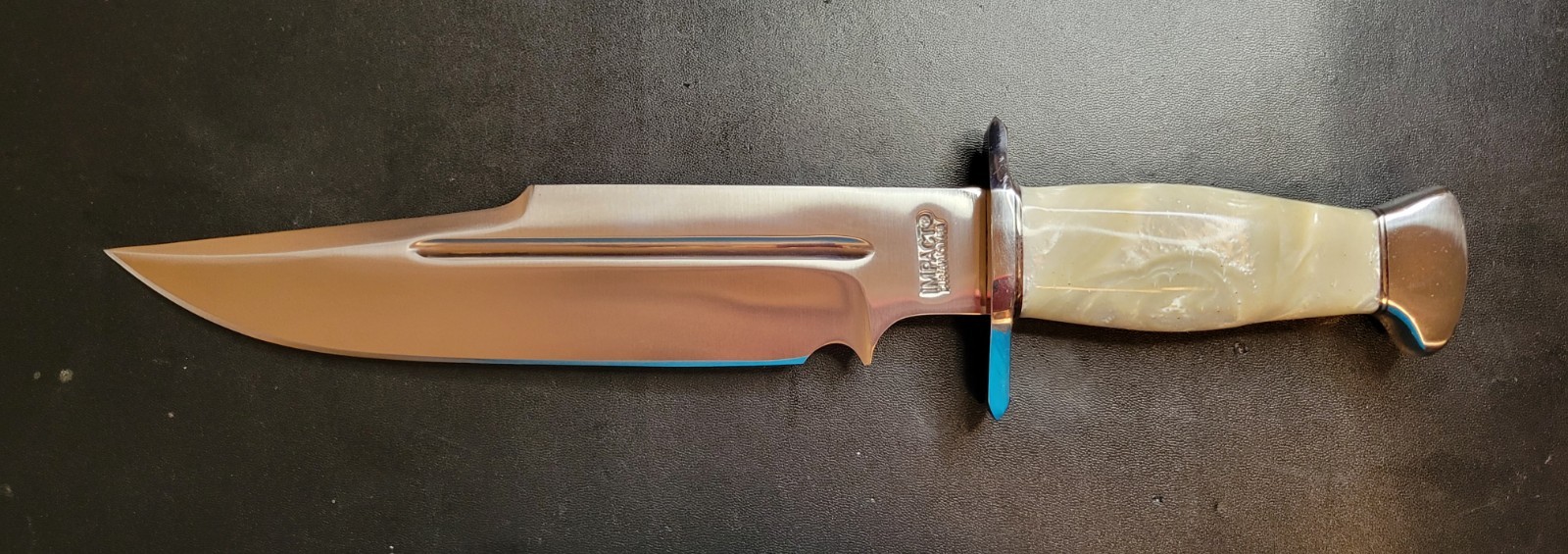  Impact Cutlery Custom D2 Steel Classic Hunting Bowie Knife Pearl Resin- 2550