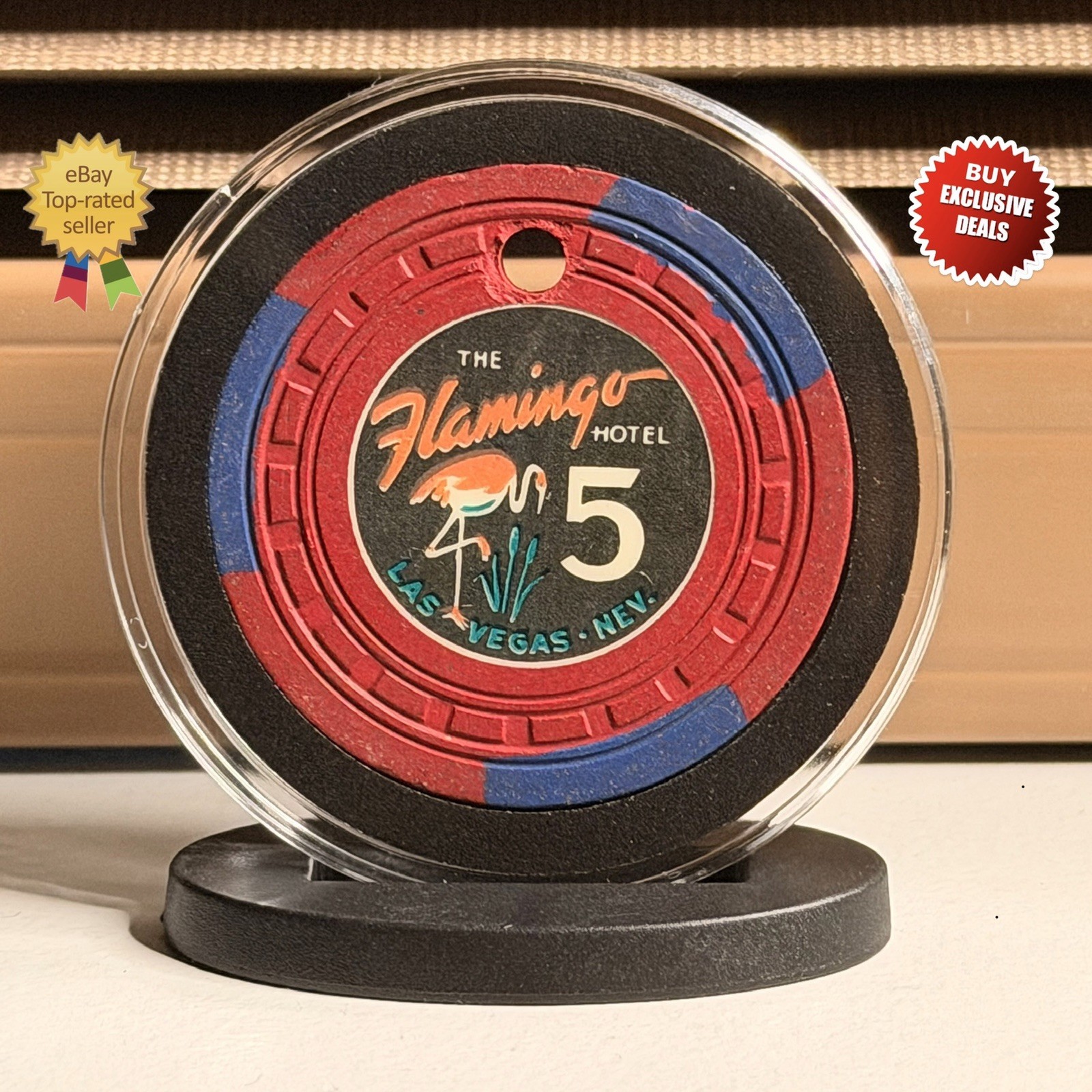 ⚡️RARE 1949 FLAMINGO Casino Las Vegas Nevada $5 Chip Poker - Book Value $250-300 ⚡️RARE 1949 FLAMINGO Casino Las Vegas Nevada $5 Chip Poker - Book Value $250-300