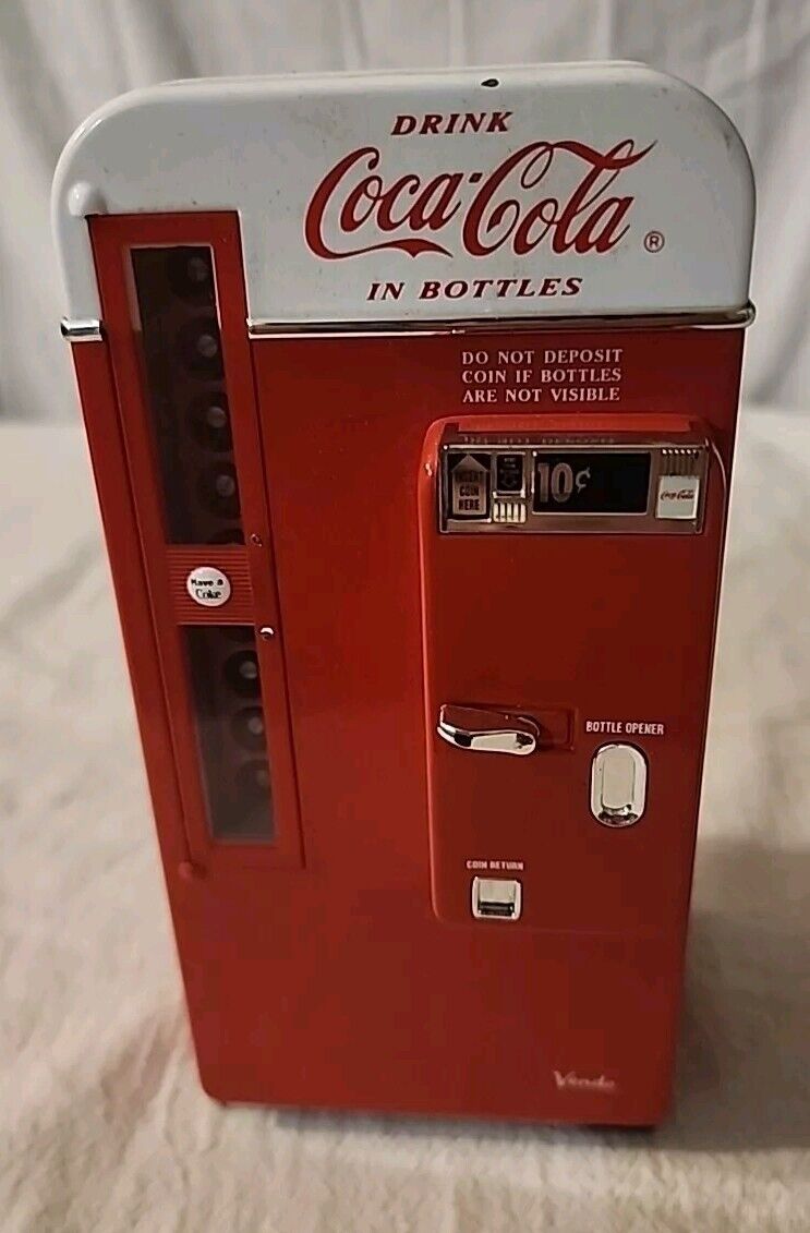 Coca Cola Enesco  Vending Machine Musical Bank It\'s The Real Thing 1994 Tested 