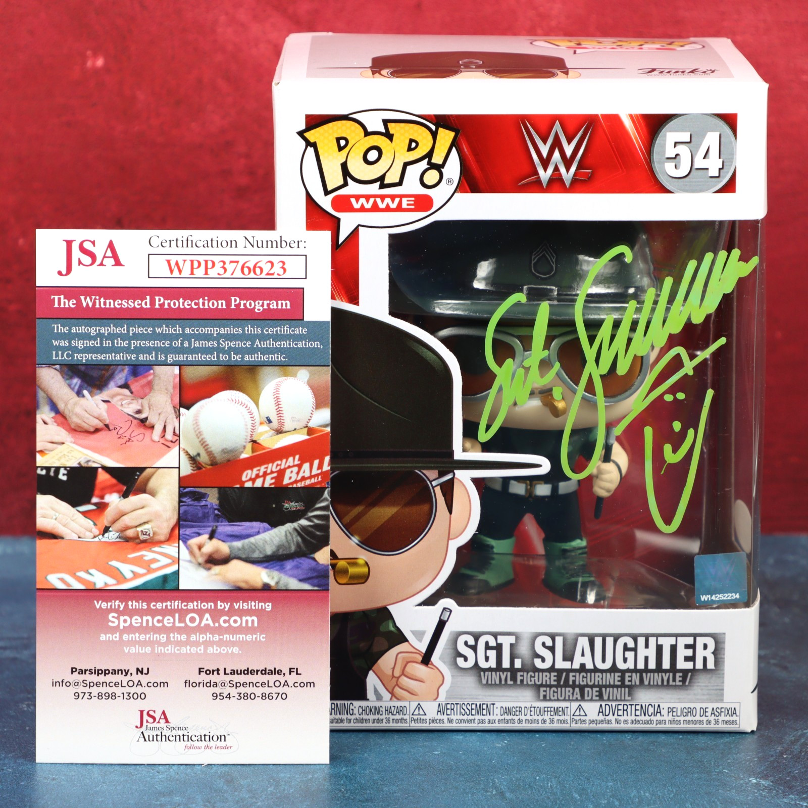 Sgt. Slaughter Robert Rudolph Remus WWE Signed Funko 54 JSA COA With Protector Sgt. Slaughter Robert Rudolph Remus WWE Signed Funko 54 JSA COA With Protector