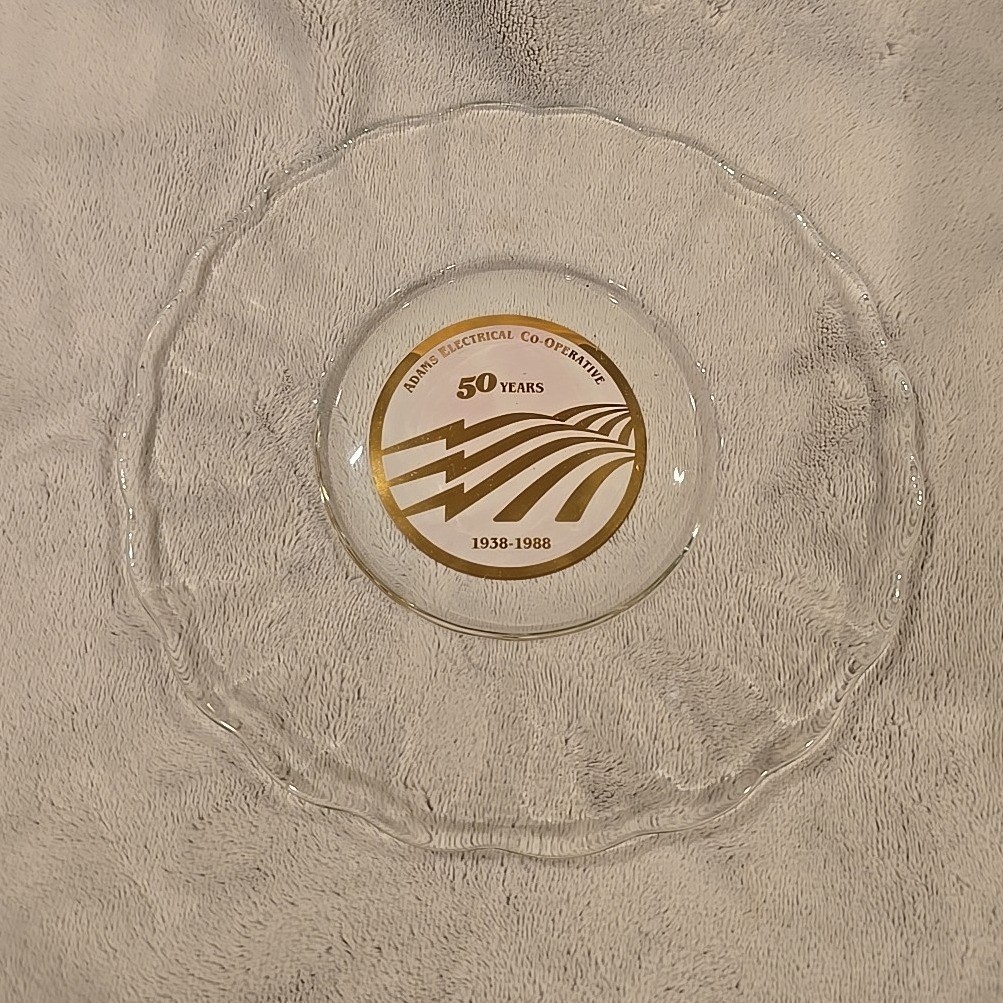 Vintage Adams Electrical Co-operative 50 Years 1938-1988 Commemorative Plate Vintage Adams Electrical Co-operative 50 Years 1938-1988 Commemorative Plate