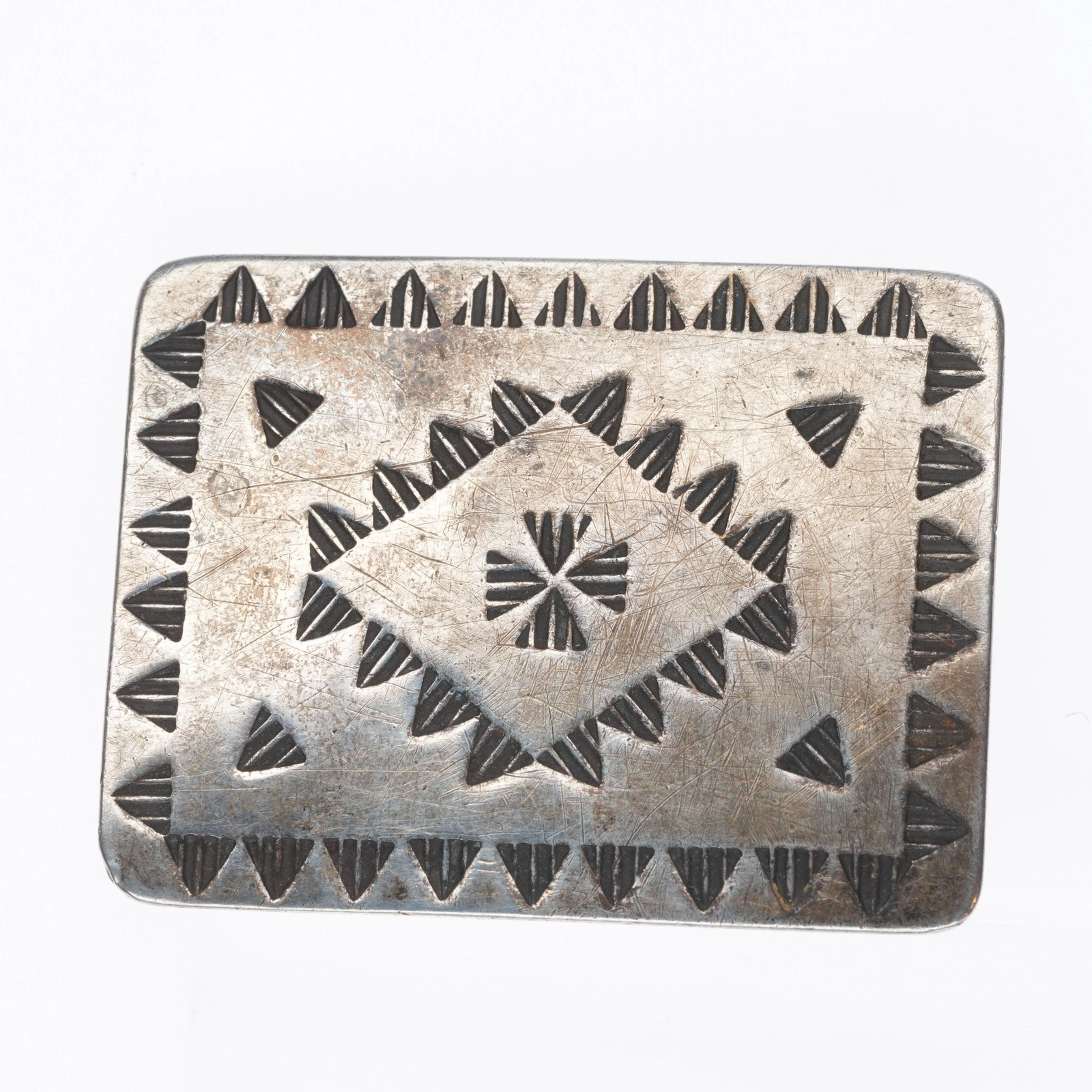 c1940\'s Vintage Navajo deep stamped sterling silver belt buckle