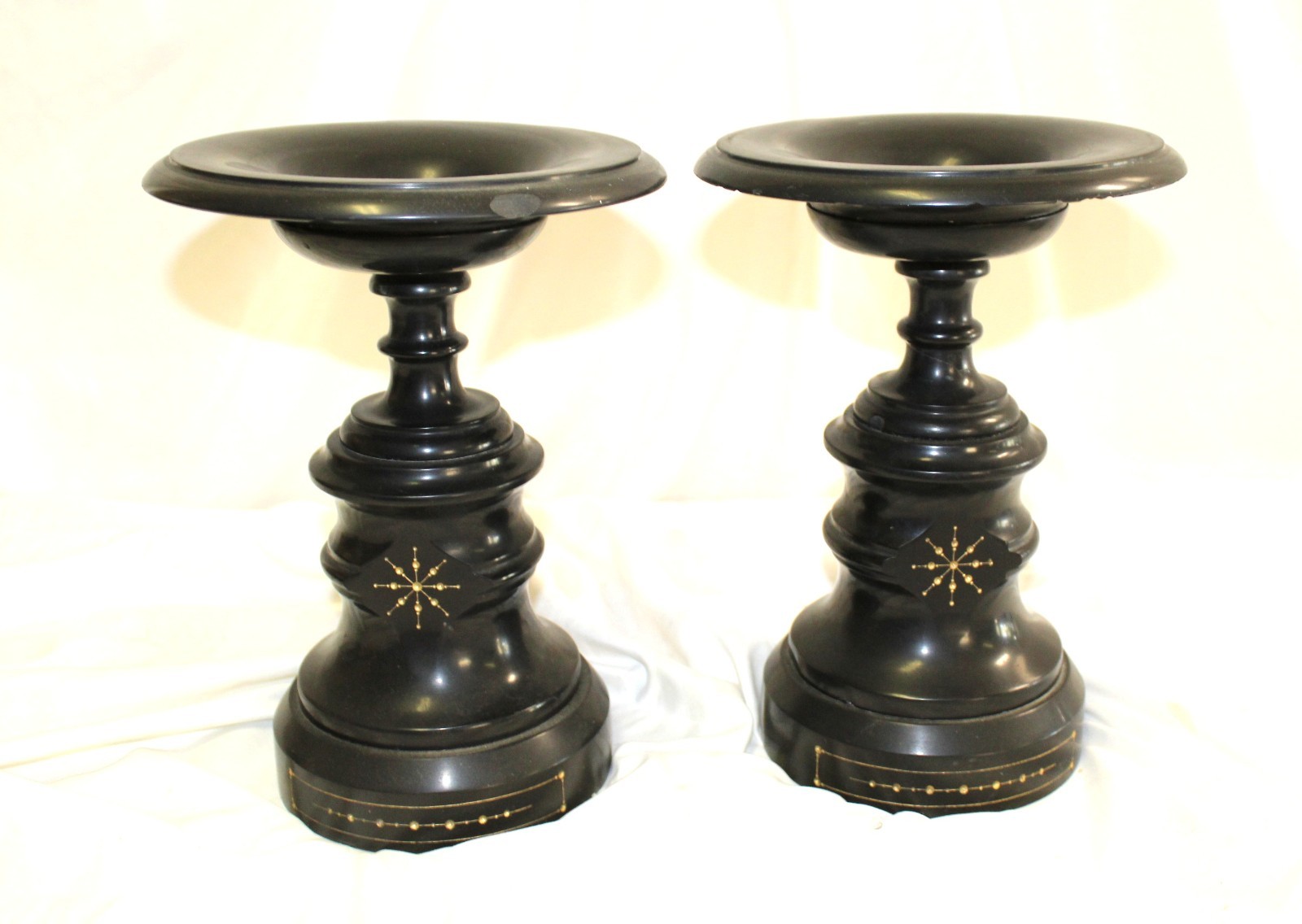 Antique Pair of Black Basalt Garnishments Antique Pair of Black Basalt Garnishments