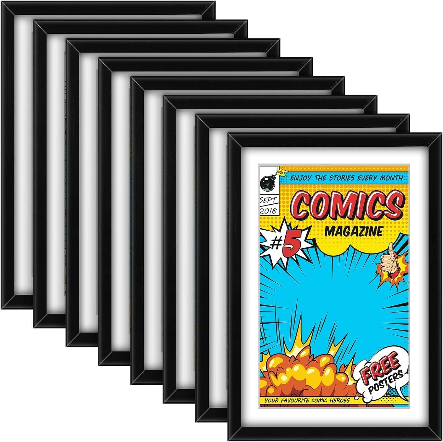 Geetery 8 Pack Comic Book Frame Comic Book Wall Display Mounted Storage Picture