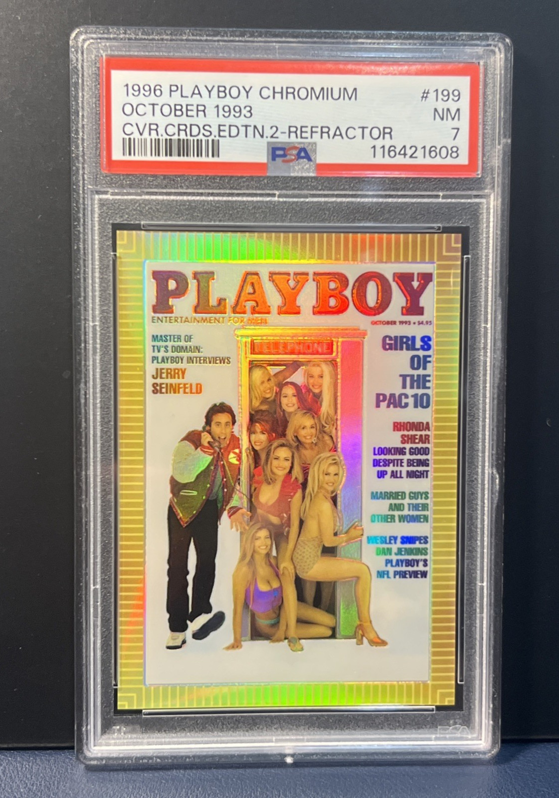 1995 Playboy💎Chromium Card R #199 October 1993⭐Jerry Seinfeld PSA 7🔥Refractor