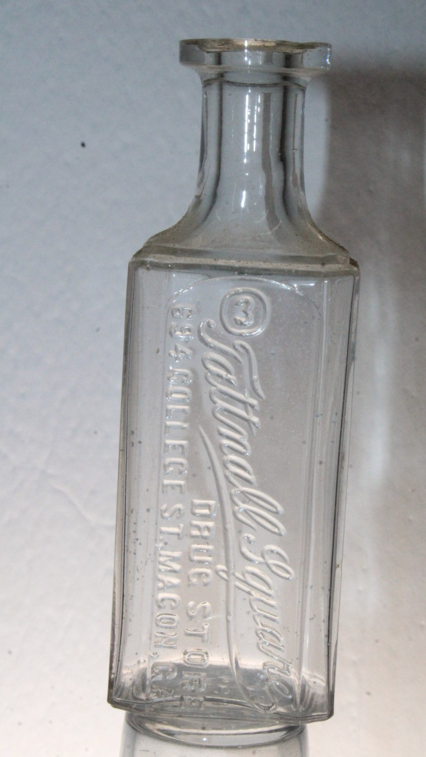 MACON GA MEDICINE BOTTLE TATTNALL SQUARE DRUG STORE 5\'\' RARE MACON GA MEDICINE BOTTLE TATTNALL SQUARE DRUG STORE 5\'\' RARE