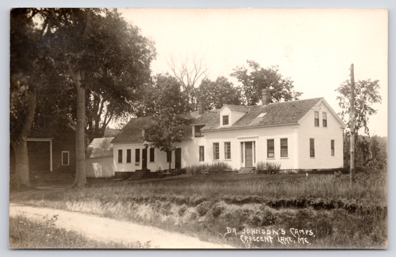 1950s RPPC Casco Maine - Dr. Johnson's Camps - Summer Crescent Lake UNP Postcard