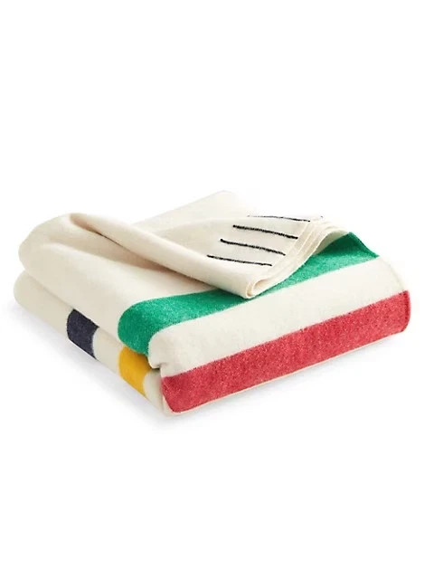 Classic Hudson's Bay HBC Stripes KING Multistripe 8 Point Wool Blanket NEW