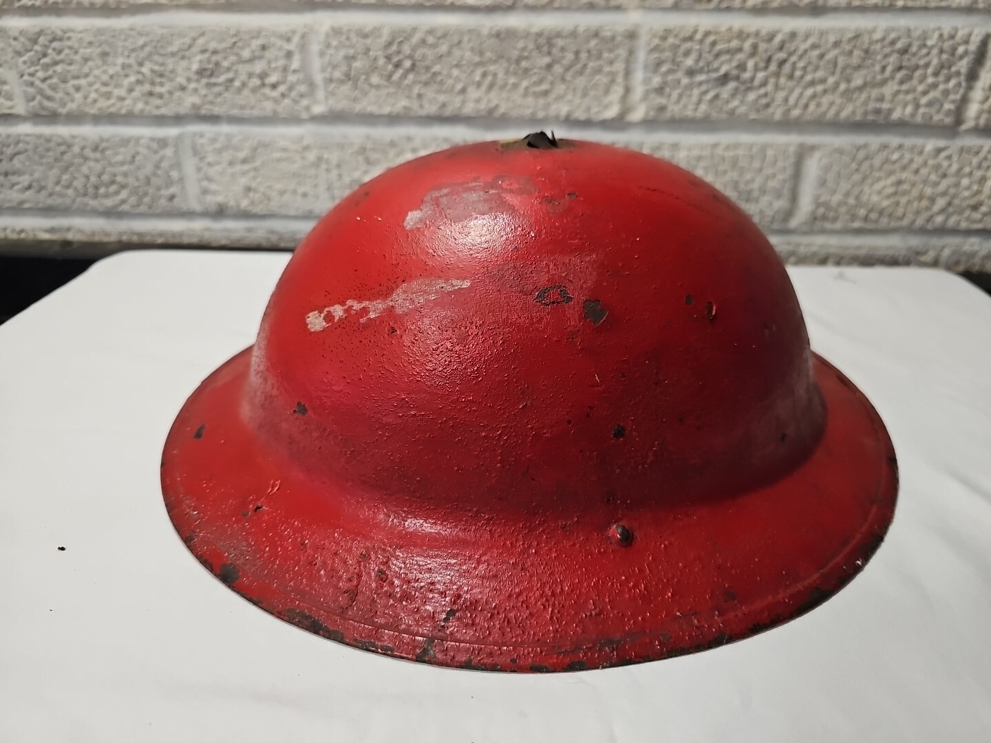 Genuine WW1 Manufacture American Brodie Helmet. Red. No Lining. Stamped Numbered Genuine WW1 Manufacture American Brodie Helmet. Red. No Lining. Stamped Numbered