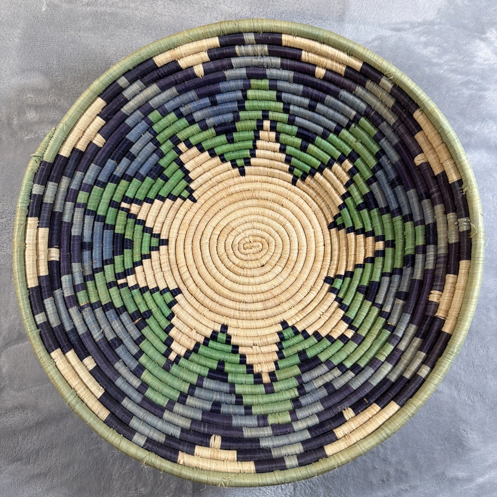 African Wall Basket, Rwanda, Woven Bowl, Natural Sisal Fiber, Centerpiece, 14”
