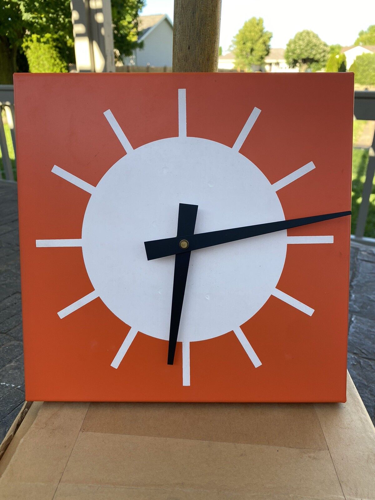 Vintage Westinghouse Essex NPI Orange & White Clock
