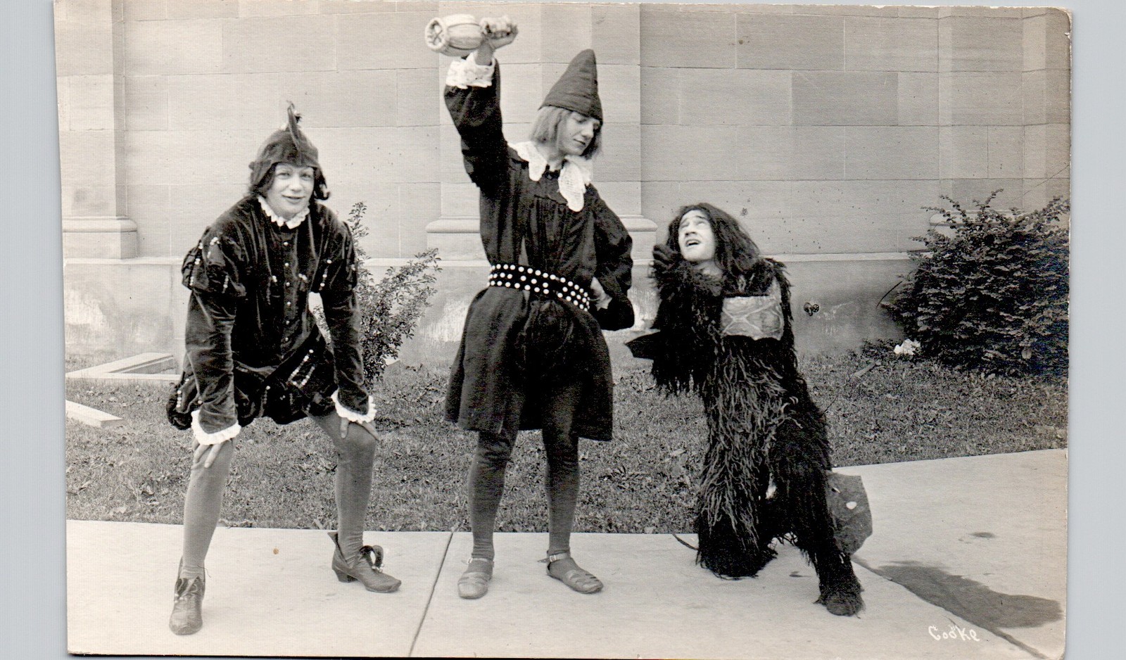 GREAT THEATRE COSTUMES c1910 postcard portrait real photo rppc medieval castle