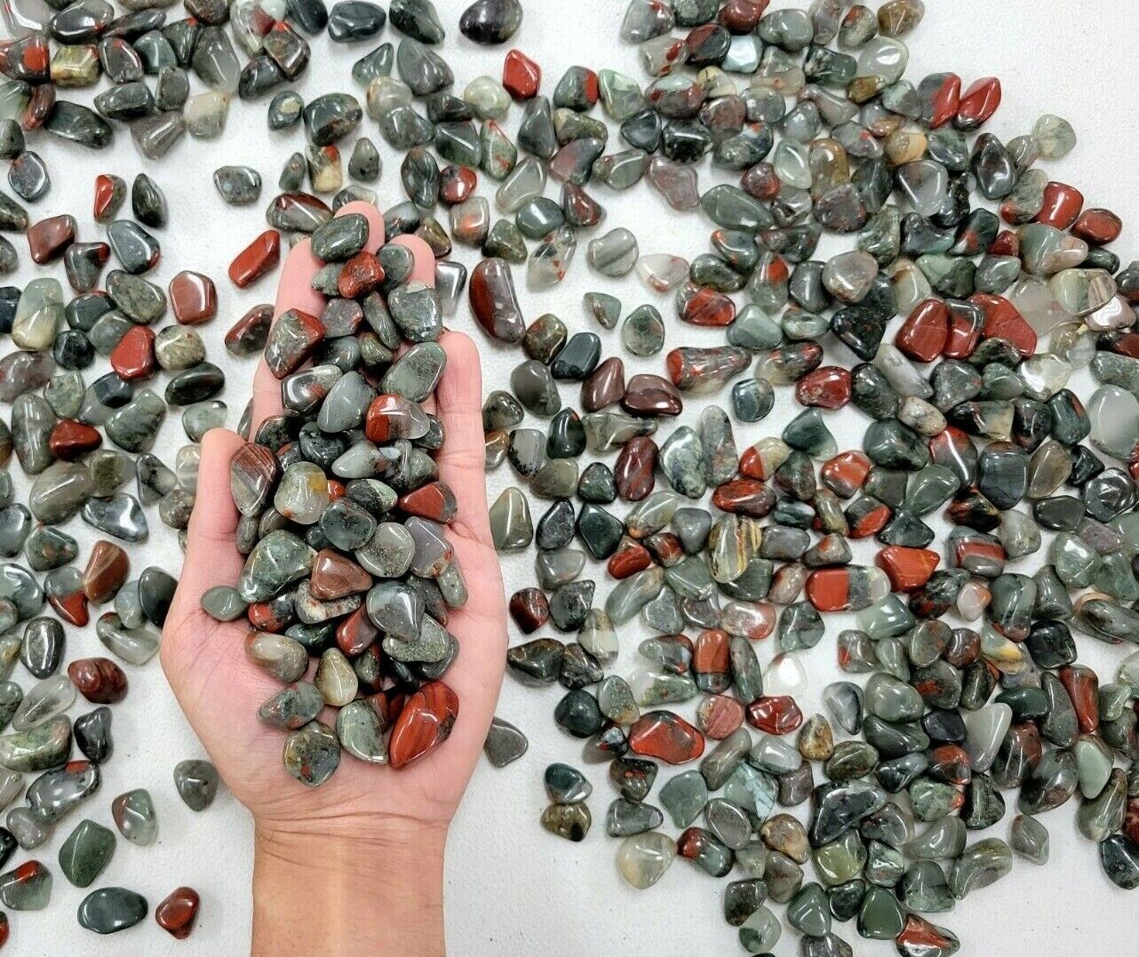 Small Tumbled Bloodstone Crystals Bulk Tiny Stone Tumbles for Jewelry & Healing