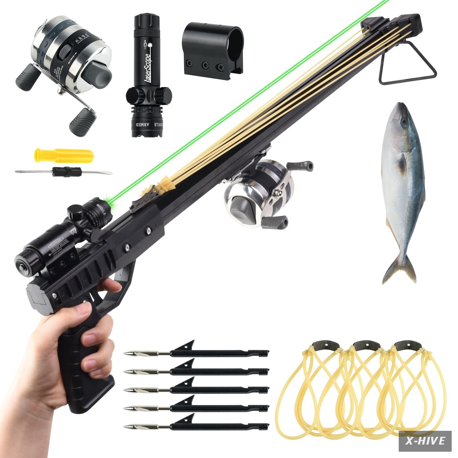 Fishing Slingshot, Professional Pole Shooting Catapult for Adults，With Metal Fis