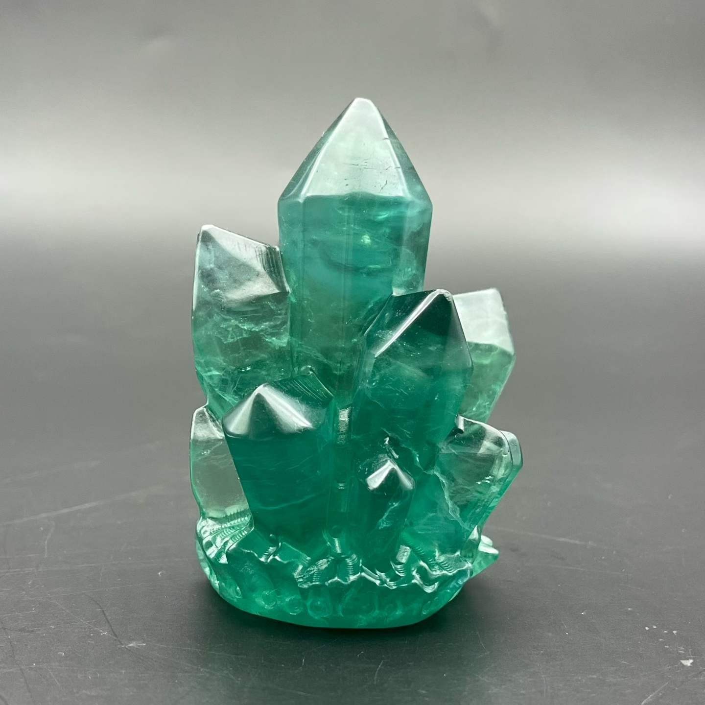 427g Natural green fluorite carved Quartz Crystal Cluster Mineral Specimen