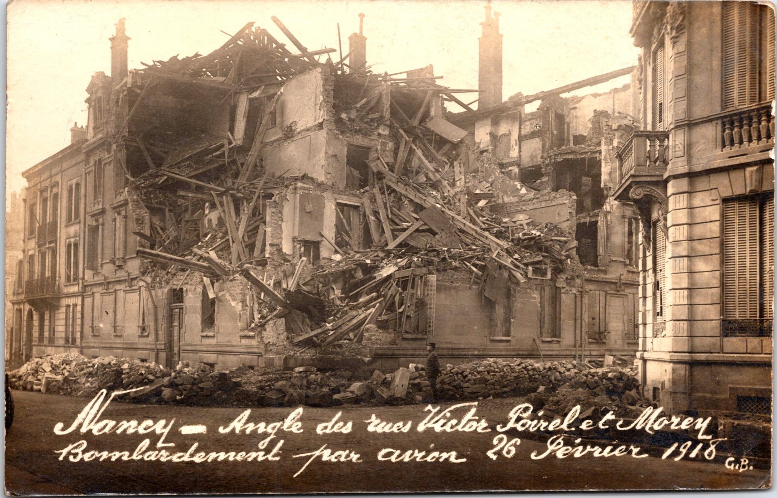 WWI BOMBARDMENT OF NANCY, FRANCE : BUILDING DAMAGE : ADDRESS ID\'D : RPPC 1918 WWI BOMBARDMENT OF NANCY, FRANCE : BUILDING DAMAGE : ADDRESS ID\'D : RPPC 1918