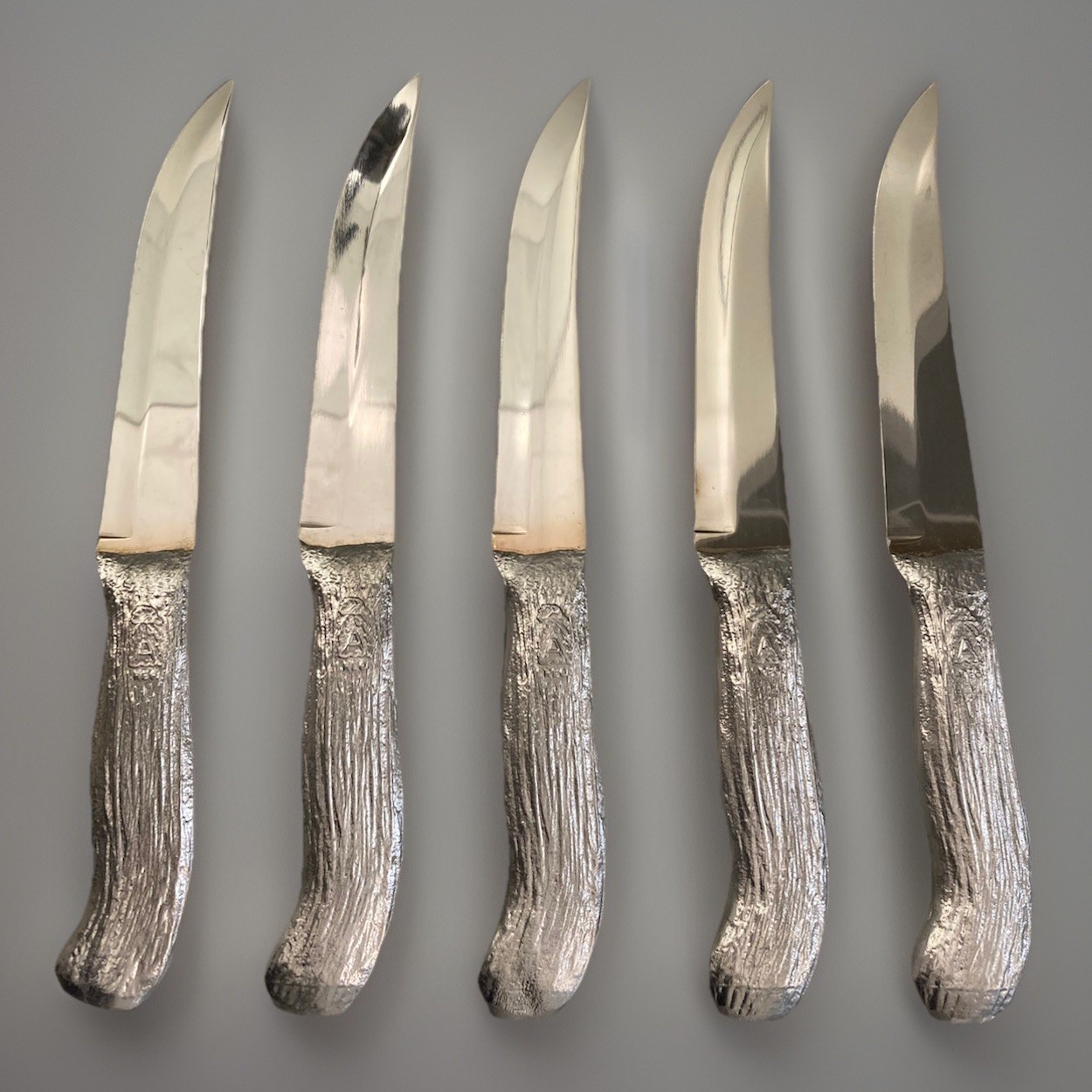 NEW SET Of 5: Vintage AYCOCK Slicer Knife, 5” Blade, Non-serrated, Rooster Logo